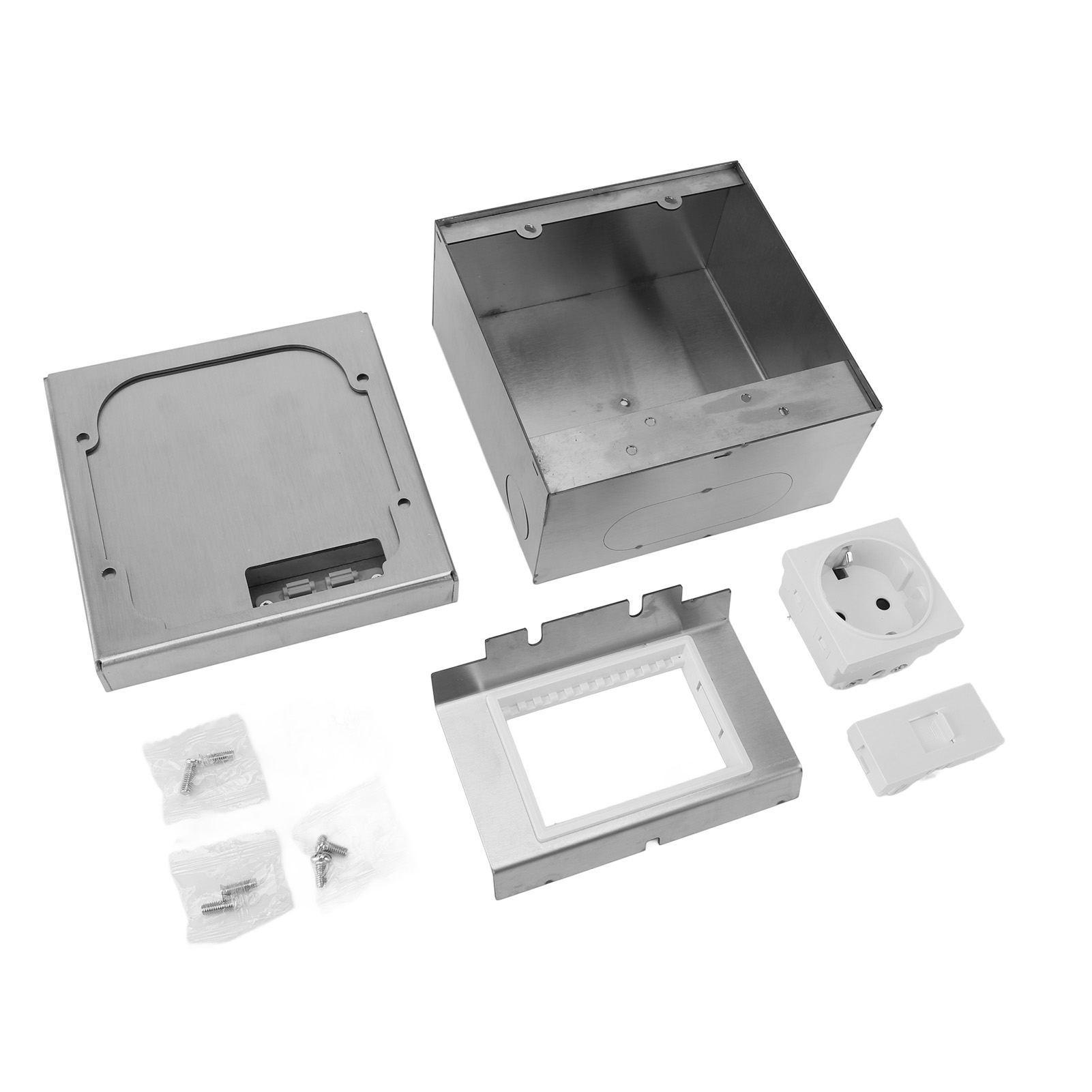 Bodeneinbausteckdose (schutzart Ip44), Wasserdichter Edelstahl, 2 Eu-steckdosen, Dezentes Design Für Wohnzimmer, Küche, Moderne Arbeitsplatte
