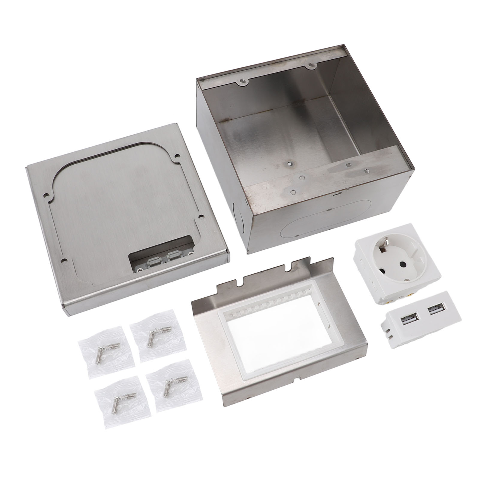 Toivize Unterputz-bodensteckdose, Edelstahl, Ip44, 230 V, Doppelsteckdose, 130 X 130 Mm, Flache, Unsichtbare Abdeckung Für Geschützte Innen- Und Außenbereiche, Modernes Design