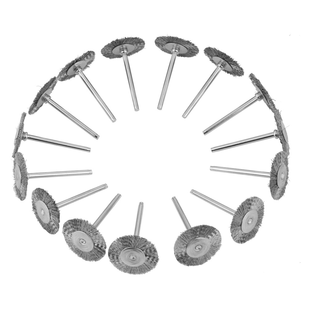 03 Stahldrahtbürste Für Rotationsschleifer, 3 Mm Schaft, 25 Mm Durchmesser, 15er-packung, Ideal Zum Präzisen Entgraten Und Polieren Von Metall