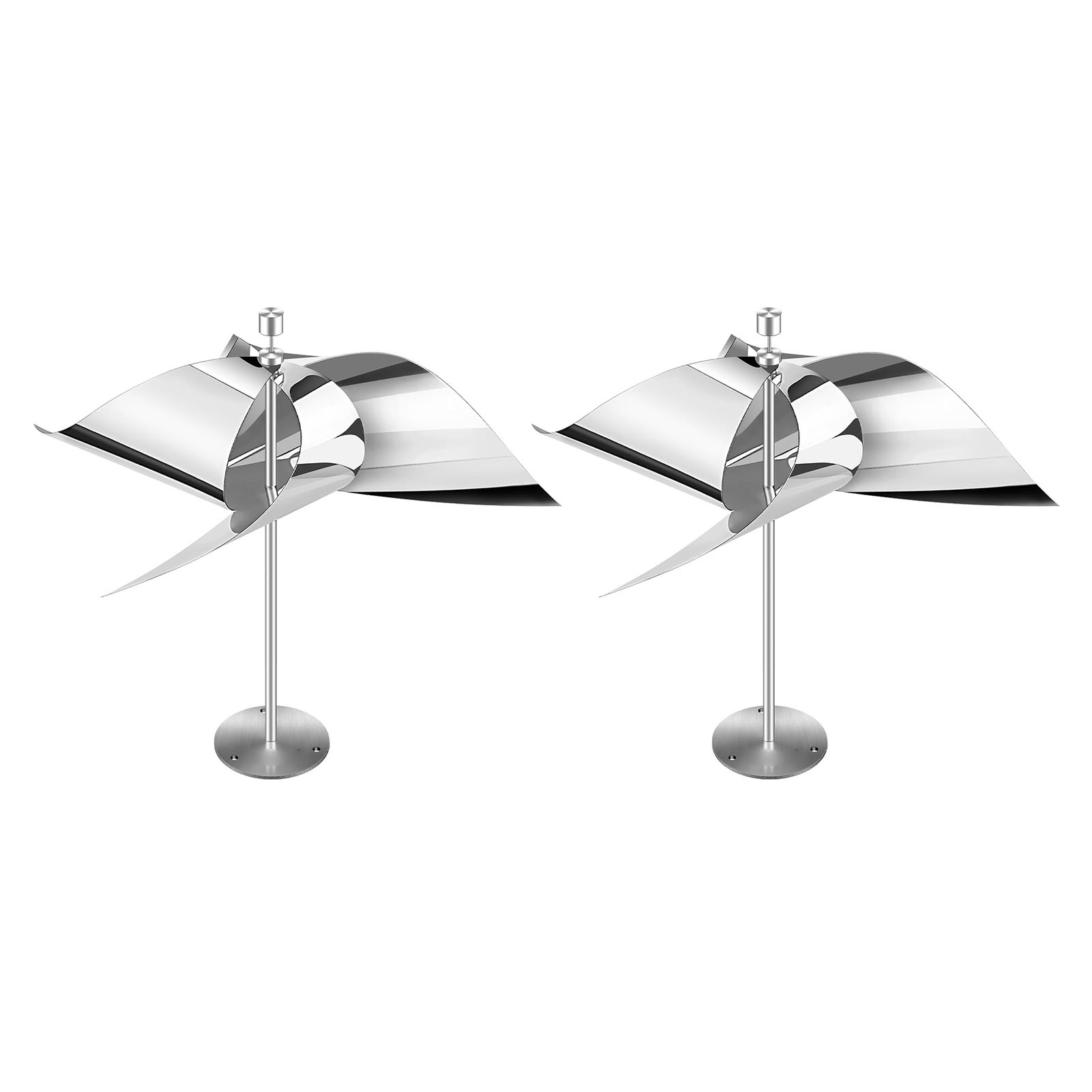 Rotierende Vogelscheuche - [marke] - Windmühlenmodell - Reflektierender Edelstahl, 2er-set Für Garten, Dach, Balkon, Geräuschlose Taubenabwehr