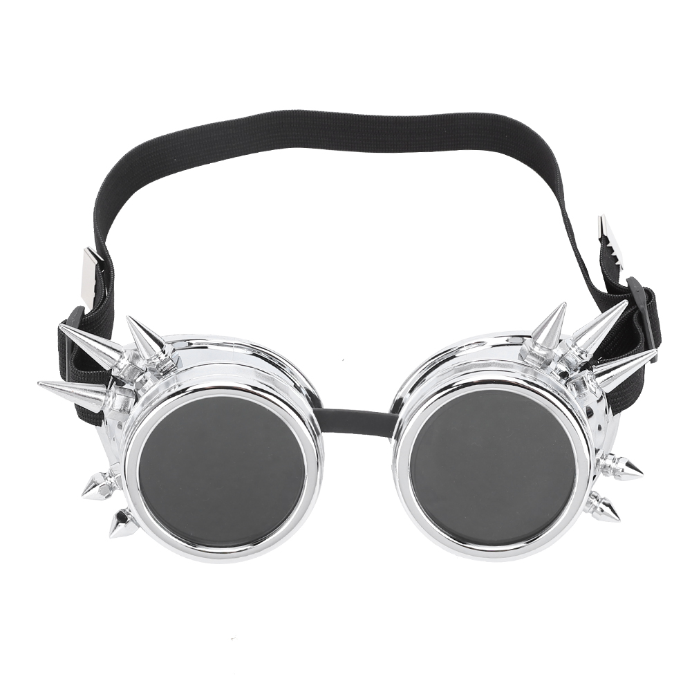 Retro-industrie-steampunk-schutzbrille Mit Doppellagigen Gläsern, Austauschbaren Gläsern, Leichtem Abs, Glänzendem Silber, Winddicht