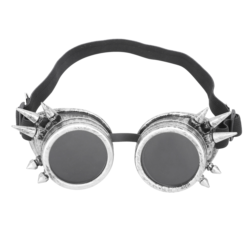 Vintage-steampunk-schutzbrille, Antiksilbernes Abs, Mit Austauschbaren Schwarzen Und Klaren Gläsern, Industriestil