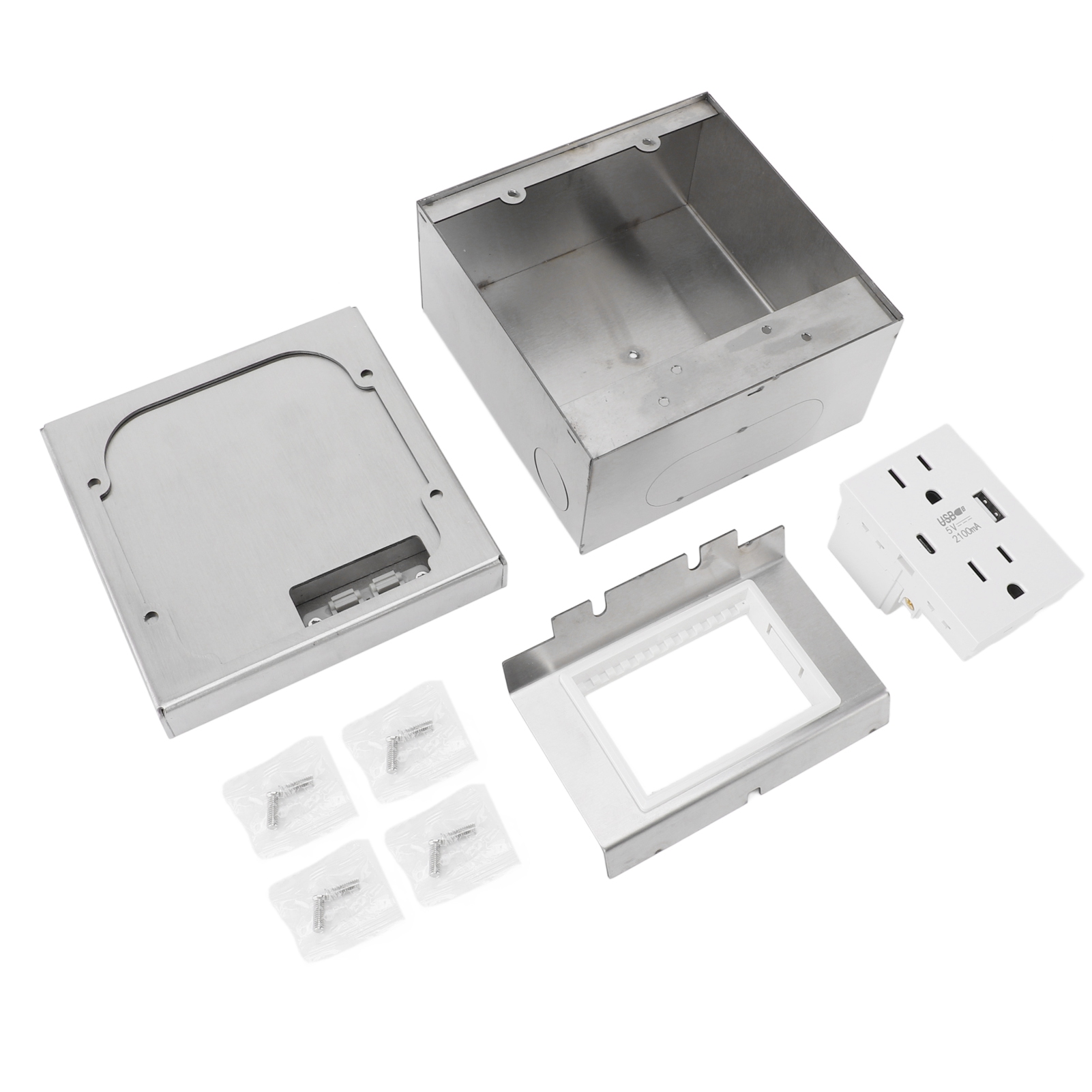 130-mm-bodeneinbausteckdose Ip44 Edelstahl Mit Usb-anschluss, Wasserdicht