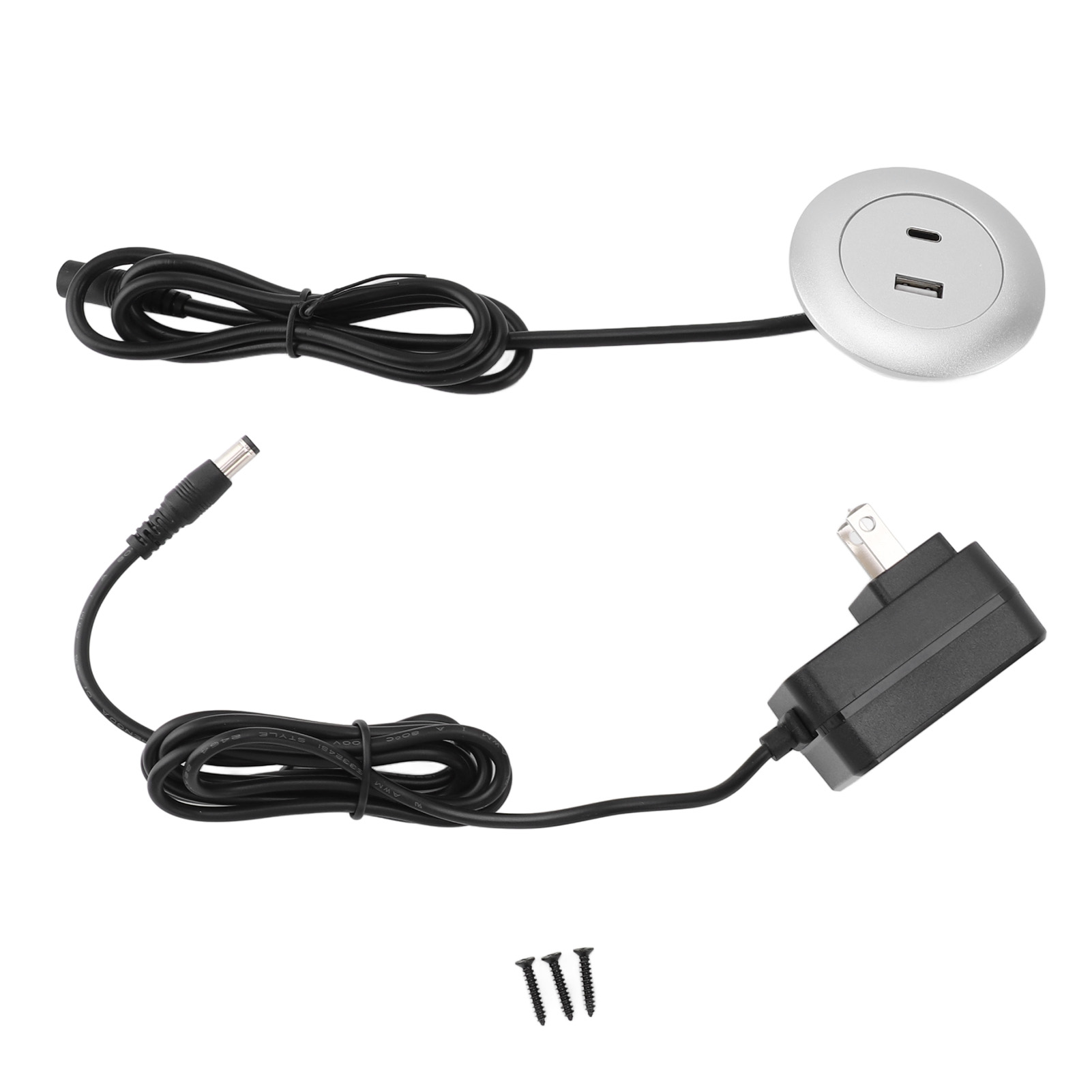 Integrierte Usb-a- Und Usb-c-wandsteckdose Für Möbel, Kompaktes Ladegerät Aus Flammhemmendem Abs Mit Adapter, Silberfarbene Ausführung, Einfache Installation