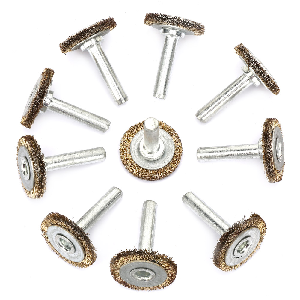 Runde Stahldraht-polierbürste – 10 Stück, 25 Mm Durchmesser, 6 Mm Schaft, Zum Entlacken Und Grobpolieren