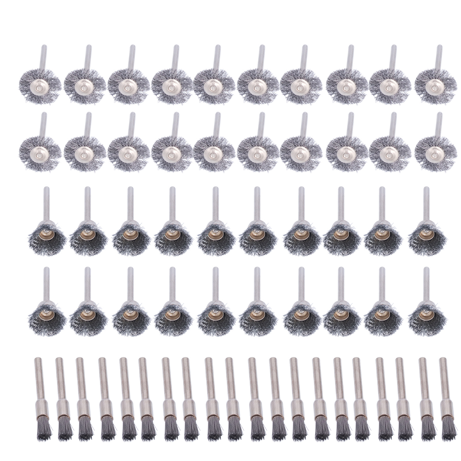 60-teiliges Edelstahl-metallbürsten-set – Toivize – 3,2 Mm Schaft – Rost- Und Farbentfernung Für Rotationswerkzeuge