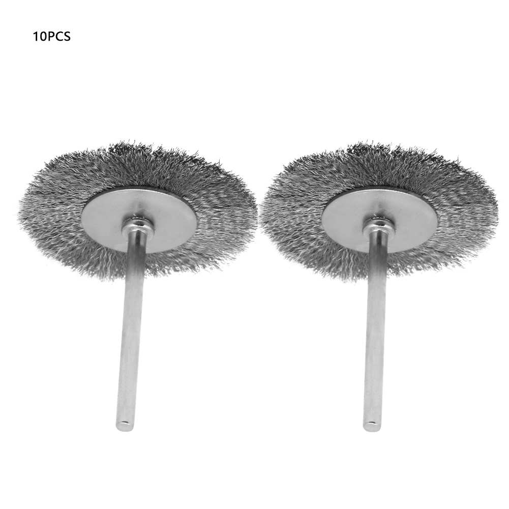 Flache Stahldraht-polierbürste Ø 38 Mm, 3 Mm Schaft Zum Entgraten Und Polieren Von Metall – 10er-packung, Robust