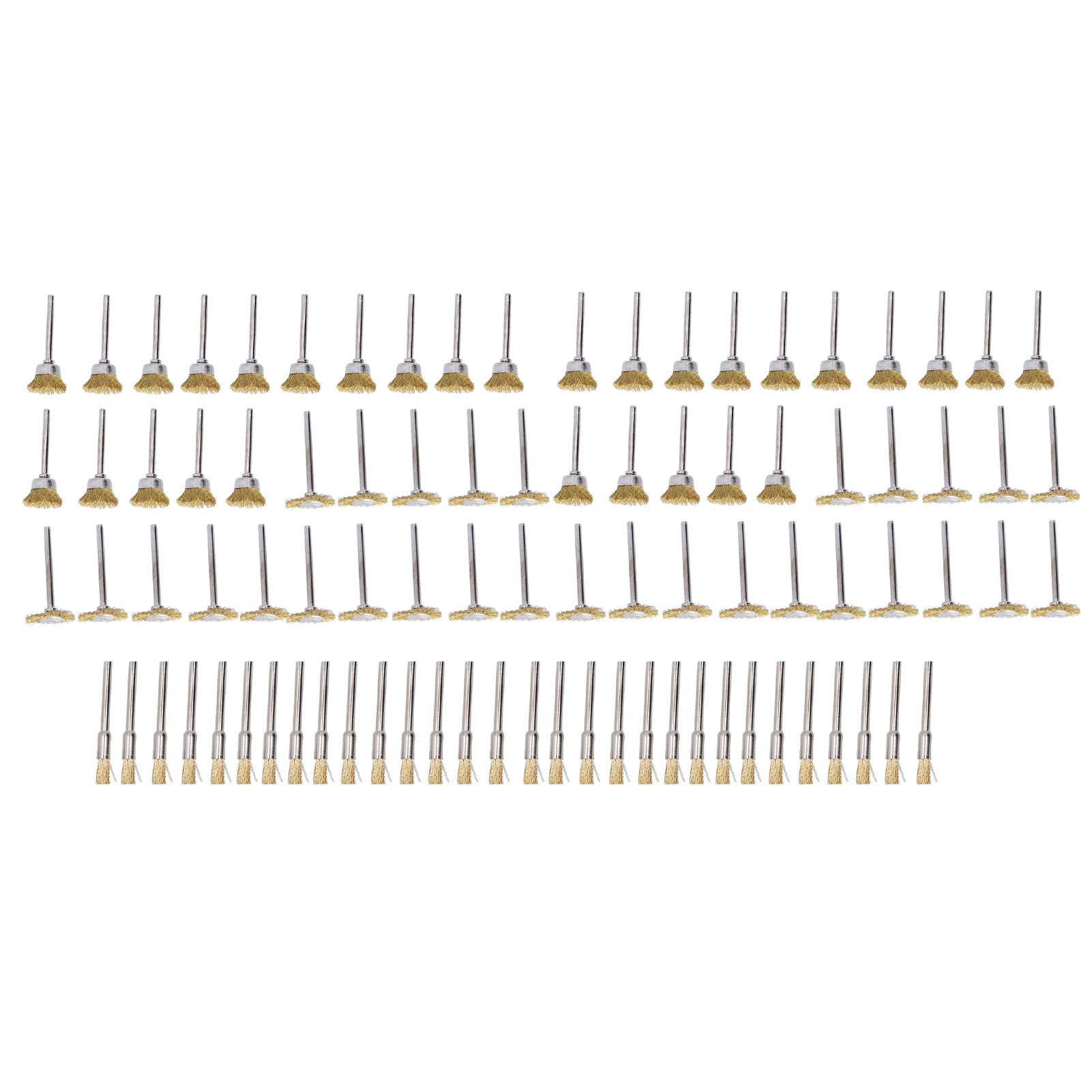 Konvolut Von 90 Messingbürsten, Rotationswerkzeug, 3,2 Mm Schaft, Stiftform, T-förmig, Ø 6–22 Mm, Zum Entlacken, Polieren, Für Präzise Reinigung, Robust Und Vielseitig