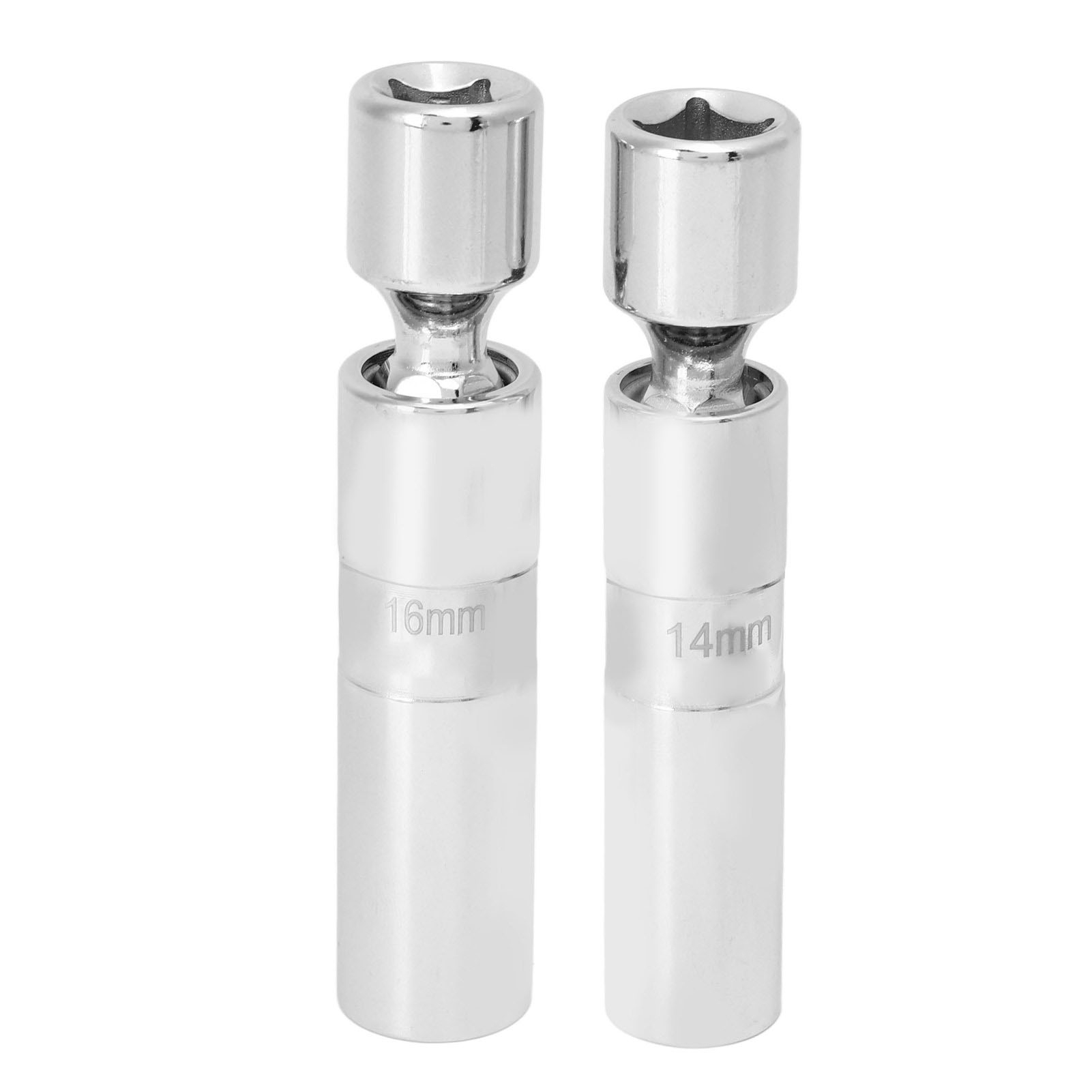 Toivize 3/8"-zündkerzensteckschlüssel Aus Chrom-vanadium-stahl Mit 360°-kugelgelenk, Integriertem Magneten, Ultradünn, 14 Mm Und 16 Mm, 2-teiliges Set