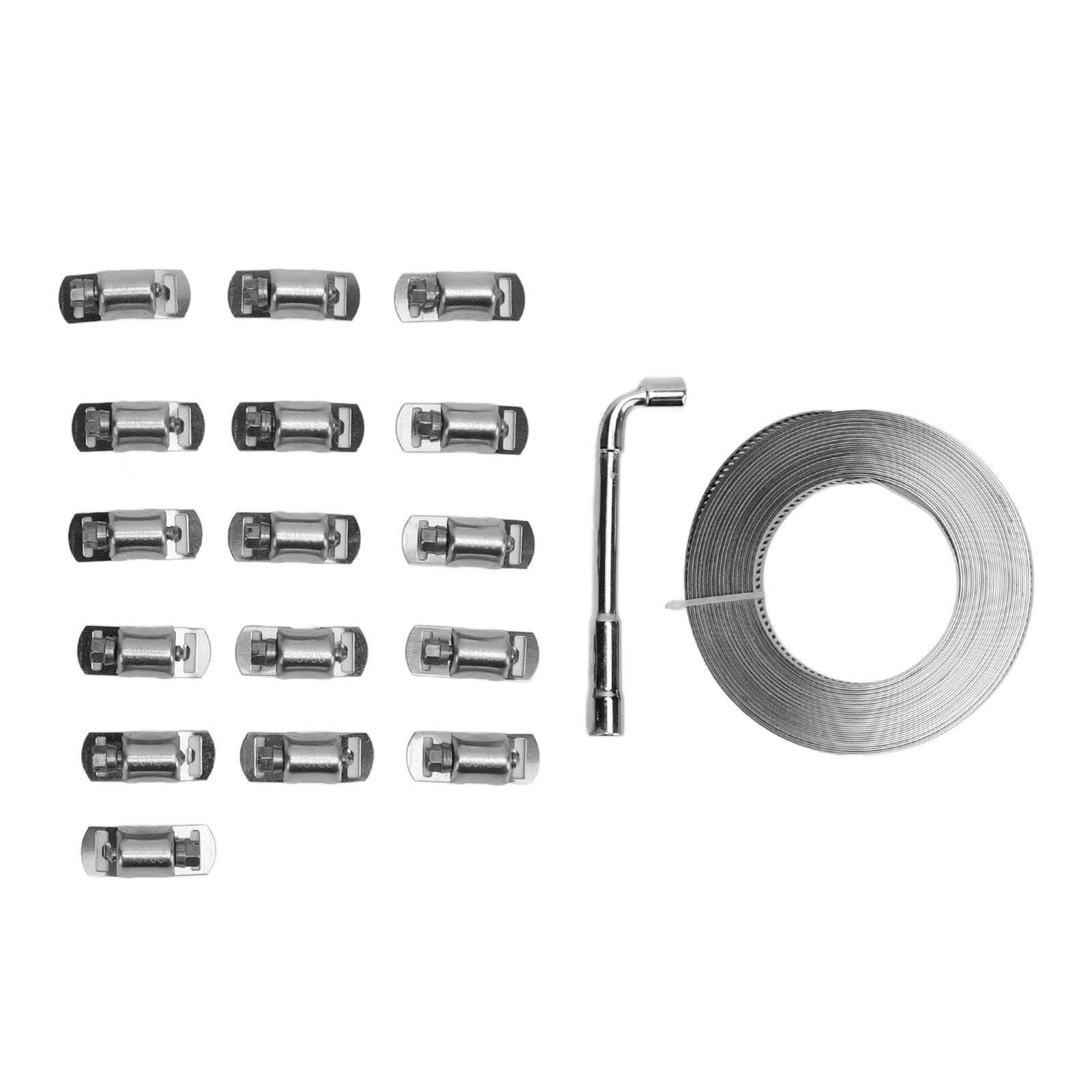 Schlauchschellen-set Aus Edelstahl 304 – 18-teilig Mit 10 M Band Und 8 Verstärkten Befestigungselementen Für Kfz-schläuche