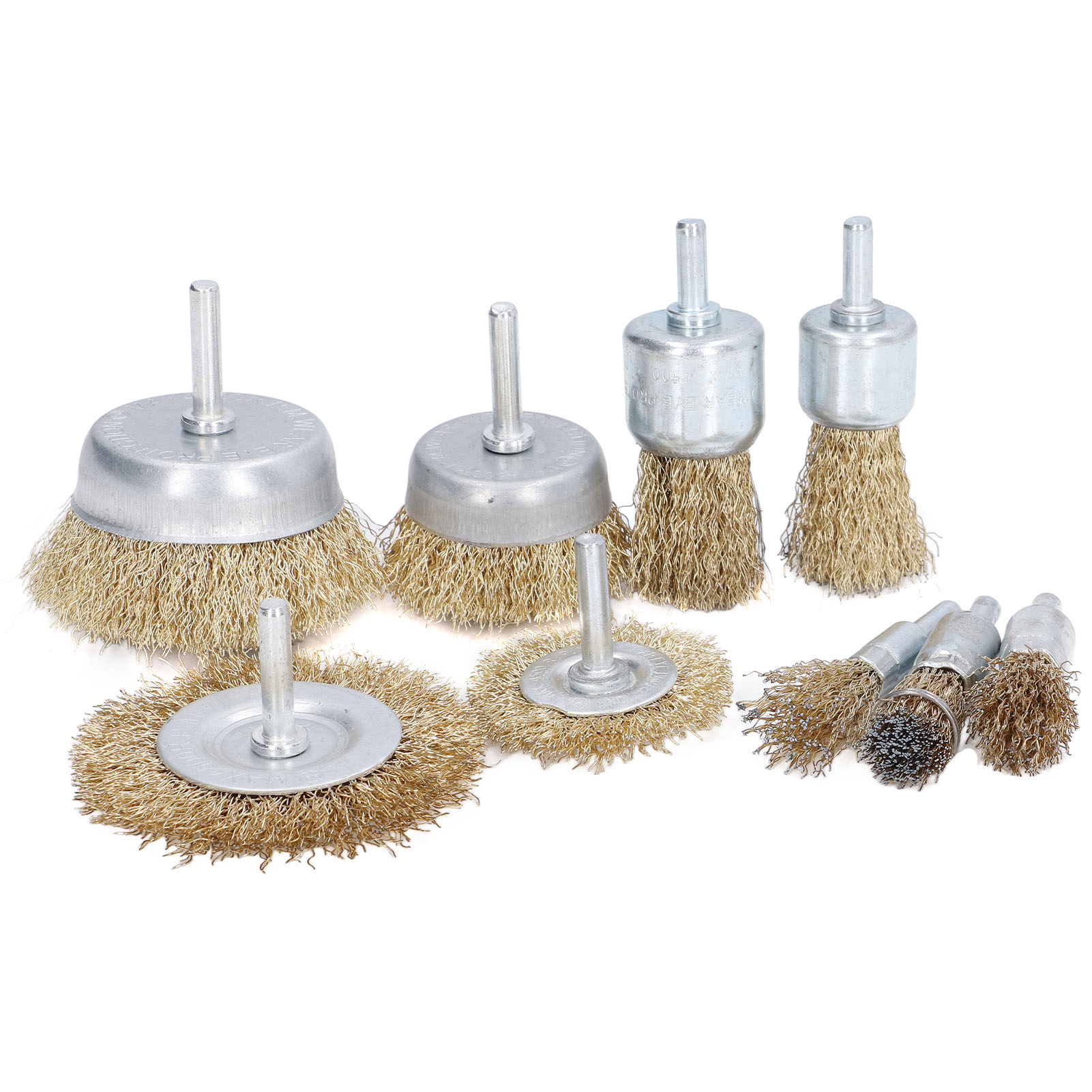 Set Mit 9 Rotierenden Topfbürsten – Messing & Edelstahl – 6 Mm Schaft – Zum Entlacken, Polieren Und Für Präzises Reinigen