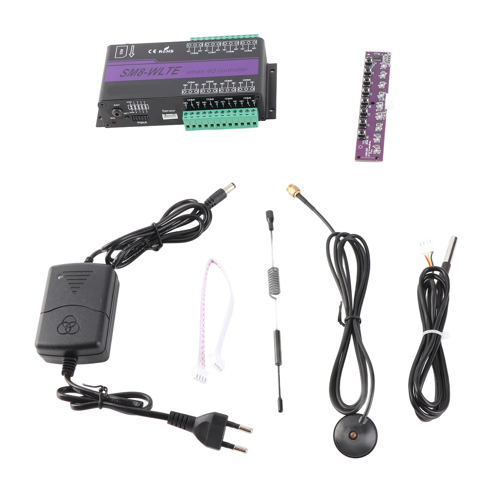 8-kanal-4g-gsm-controller Sm8-wlte-ea Mit Pt100-sonde, Fernöffnung Von Toren Per App/sms, Robustes Aluminiumgehäuse Für Die Automatisierung