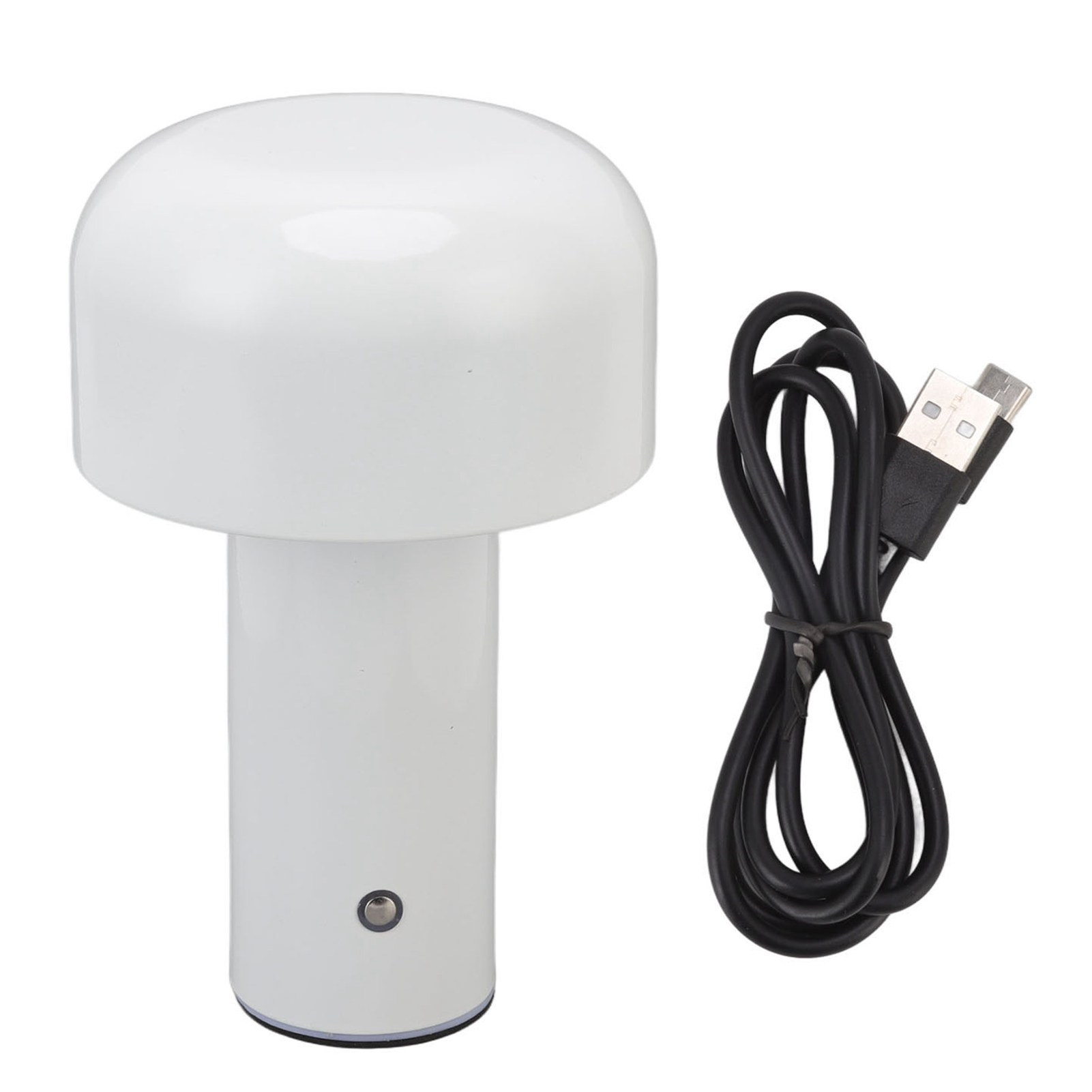 Usb-wiederaufladbare Pilzlampe Mit Touch-funktion, 3 Farbtemperaturen, Einstellbare Helligkeit, Modernes Design Aus Eisen Und Weißem Acryl
