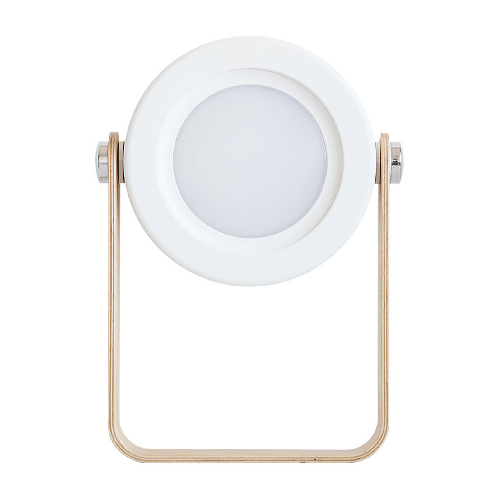 Weiße, Teleskopierbare Led-faltlampe Mit Integriertem Akku, Elegantes Design Aus Metall Und Holz, 3-stufiges Warmes Licht