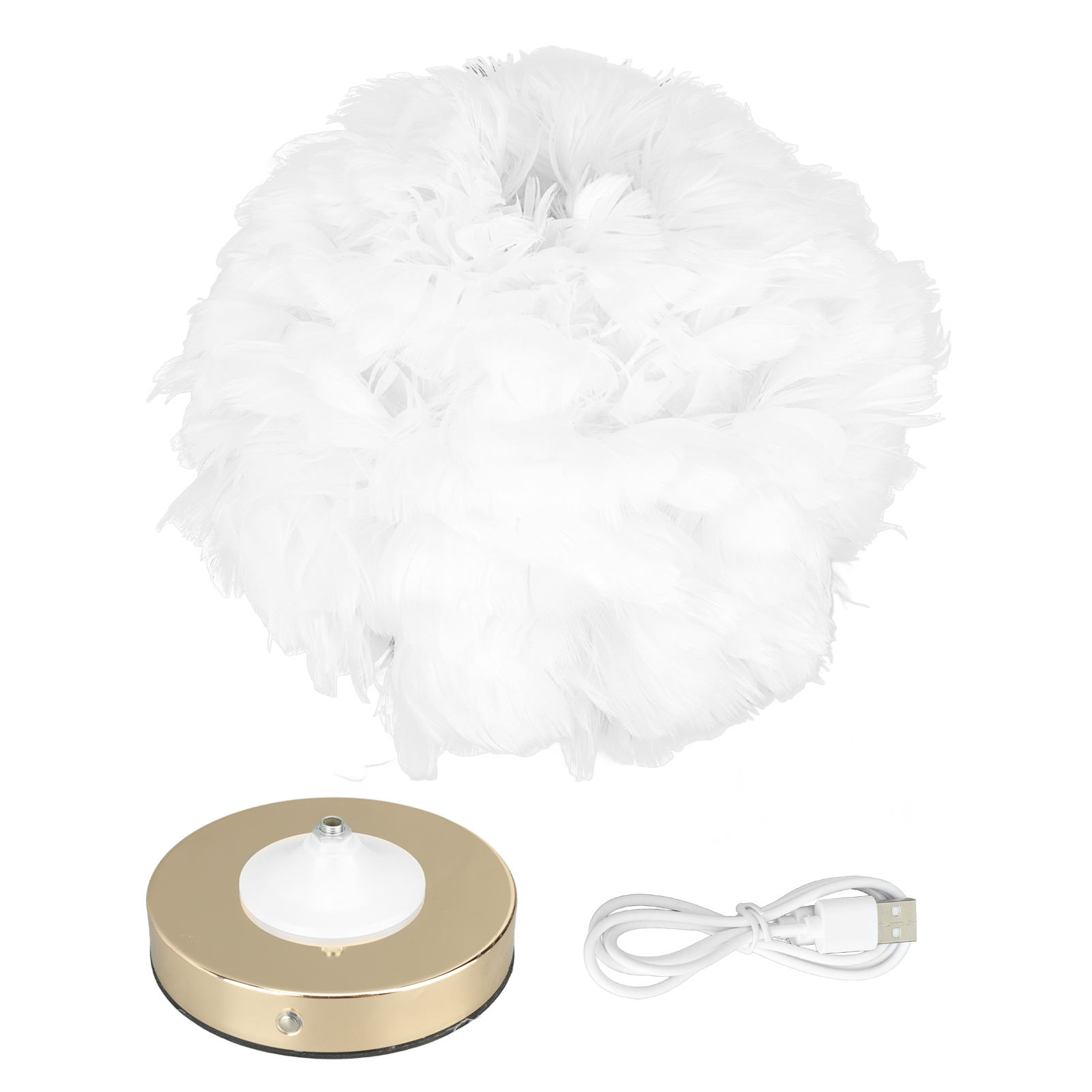 Toivize Tc-8818 Tischleuchte Mit Weißen Gänsefedern, 30 Cm, Dimmbar, Usb-aufladbar, Elegantes Design Fürs Schlafzimmer