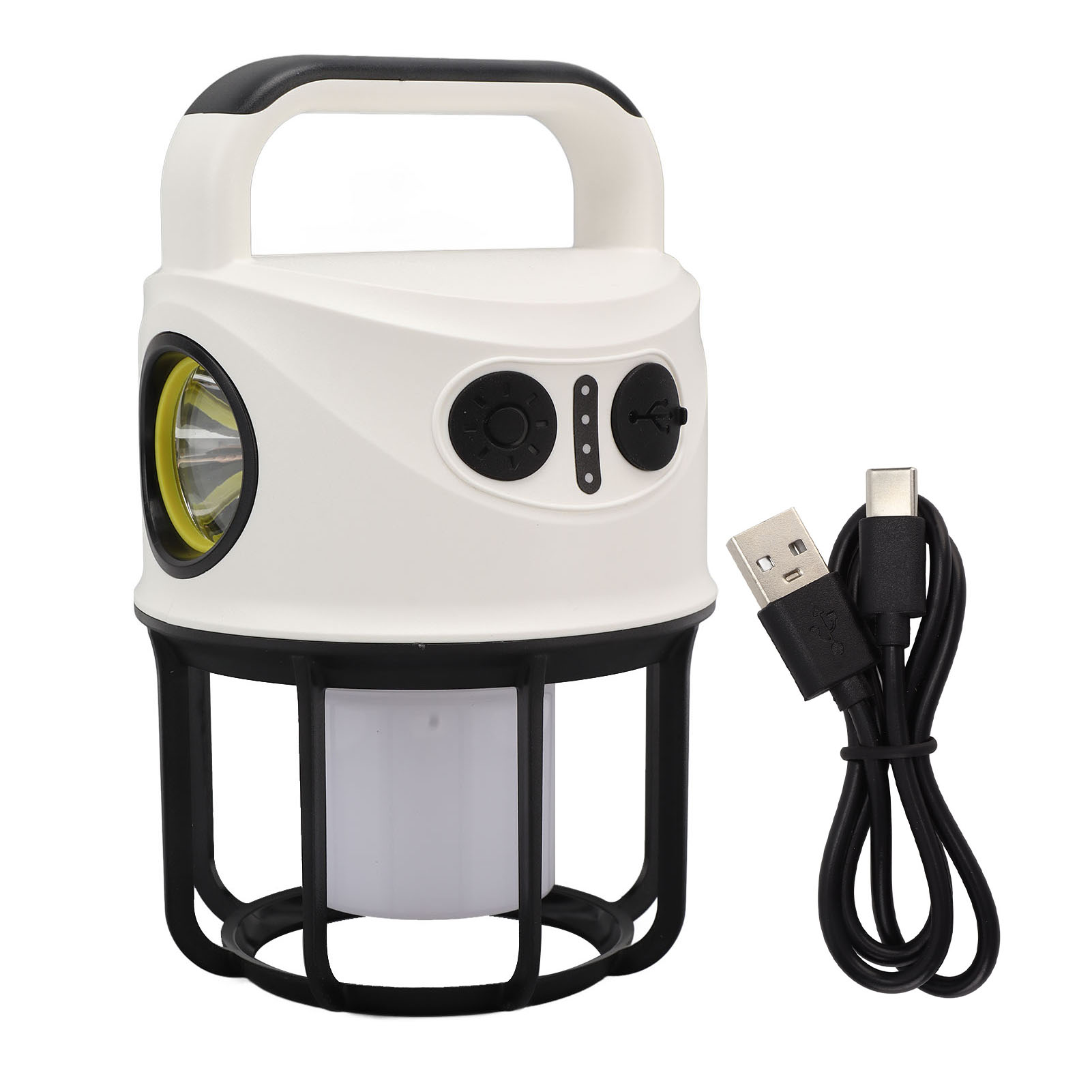 Wiederaufladbare Usb-c-led-campinglaterne, 17 Cm, Wasserdicht, Abs, 1800 Mah, Sos-modus, Warmweißes Licht, Tragbar Für Wanderungen Und Notfälle
