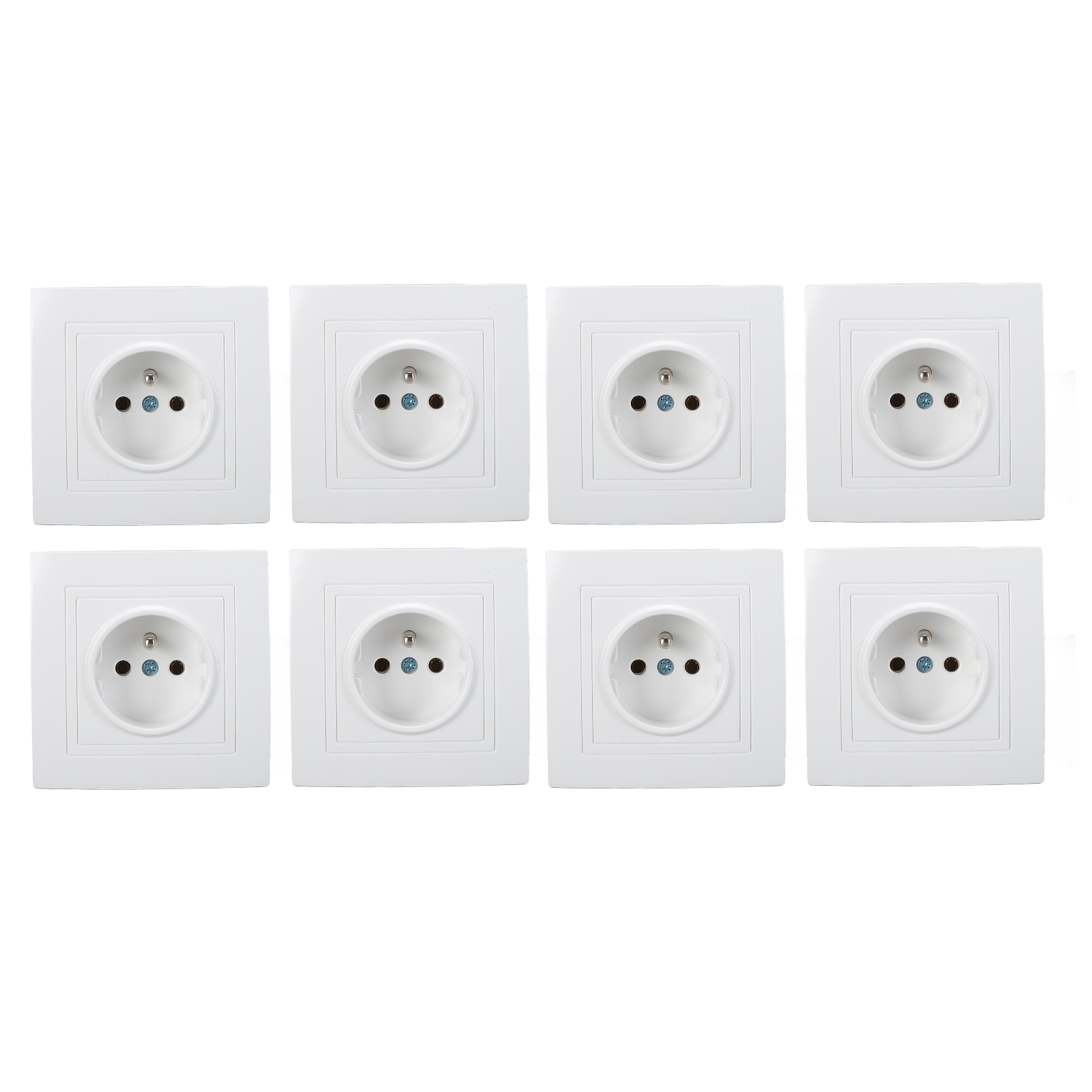 8er-pack Weiße 16-a-unterputzsteckdosen (82 X 82 Mm) Aus Robustem Polycarbonat, Schlankes Design, Einfache Installation, Französischer Standard
