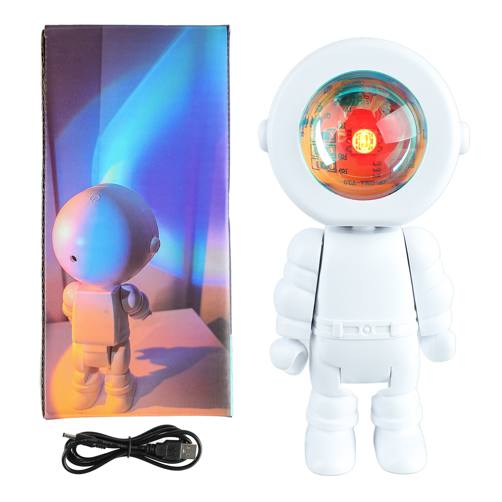 Wiederaufladbarer Led-projektor In Form Eines Astronautenroboters Aus Acryl, 7 Farben, Touch-steuerung, 360°-drehung, Schlafzimmerdekoration & Ambiente