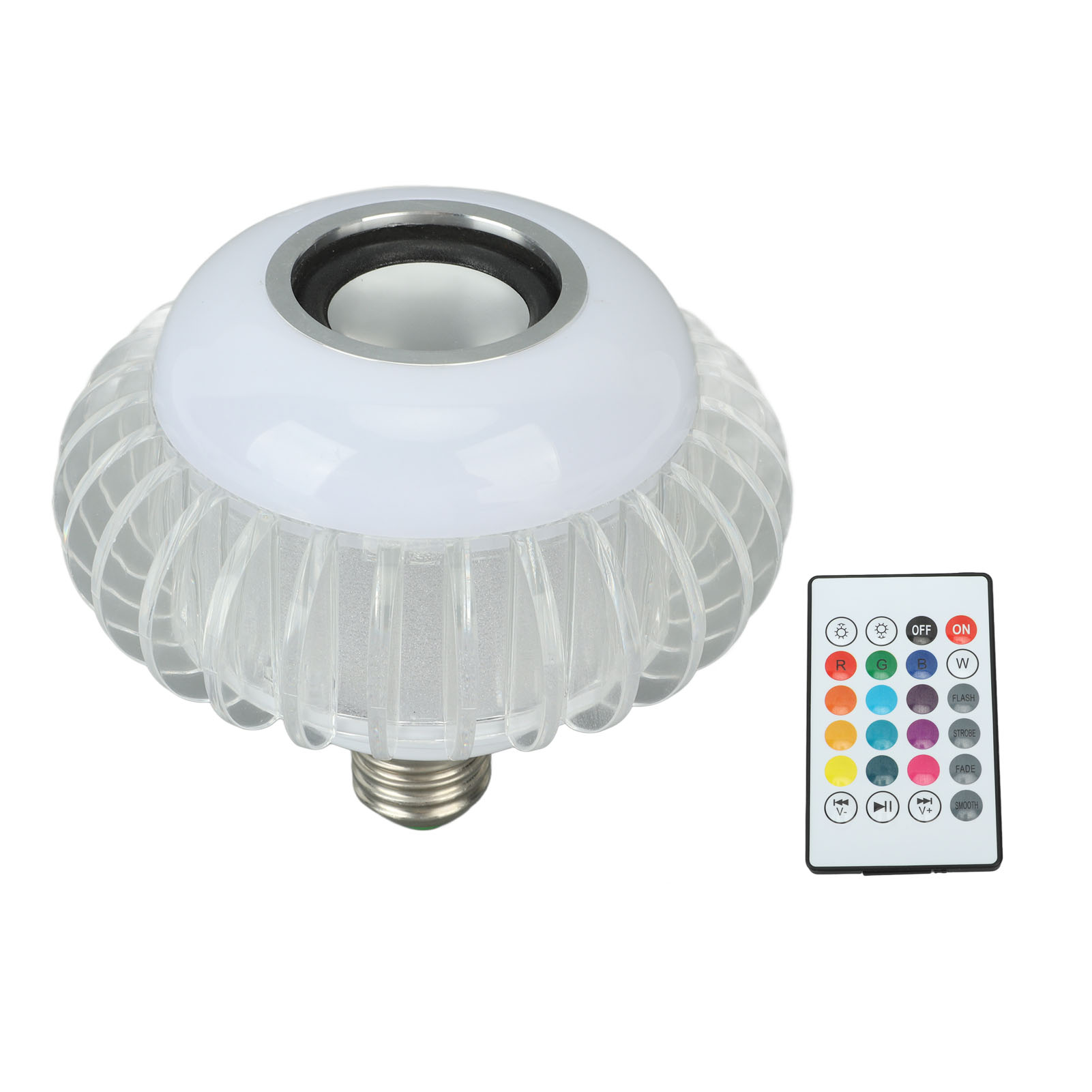 E27 Led-lampe Yj Bt008 Rgb Bluetooth, Integrierter Lautsprecher, 24-tasten-fernbedienung, Dimmbar, Mehrfarbig – Ideal Für Partydekoration