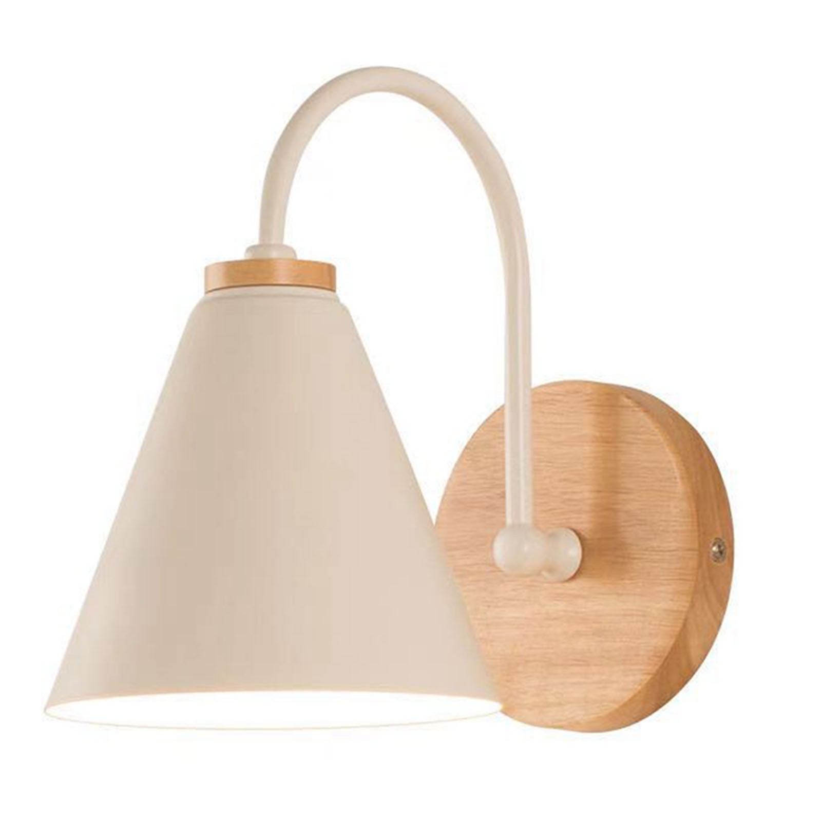 Gebogene Wandleuchte Toivize Aus Weißem Eisen Und Holz, Nordischer Industriestil, Für Schlafzimmer, Wohnzimmer, Flur (leuchtmittel Nicht Enthalten)