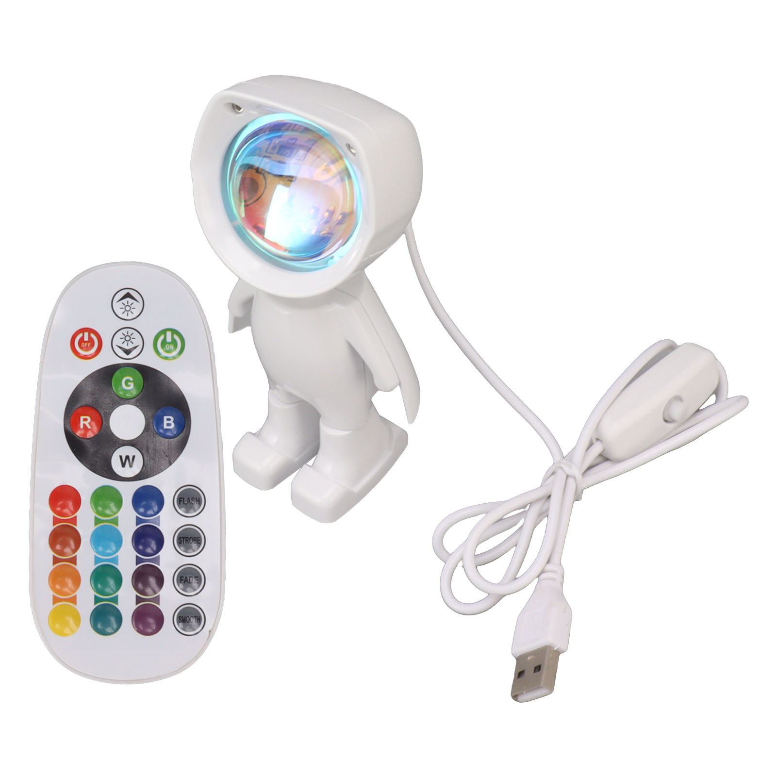Astronauten-sonnenuntergangsprojektor Rgb-led-lampe Mit 16 Farben, Usb-anschluss, 360°-drehung, Fernbedienung, Moderne Schlafzimmer- Und Wohnzimmerdekoration