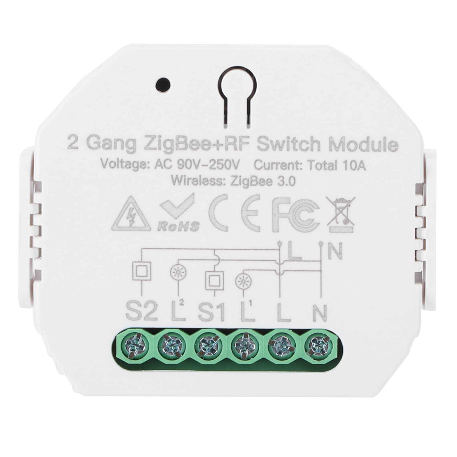 Zigbee 3.0 2-wege-smart-schalter Rsh-zigbee-sb20 Ohne Neutralleiter, Kompatibel Mit Alexa Und Google Assistant Für Vernetzte Beleuchtung