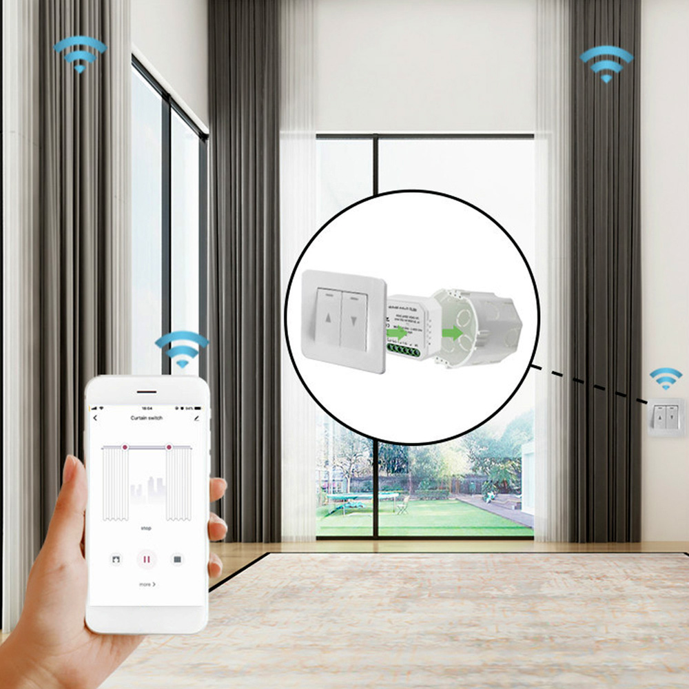 Tuya Smart Wifi Vorhangmodule (2 Stück) - Sprachsteuerung - Alexa & Google Home - Hausautomation - Kompatibel Mit Standardmotoren