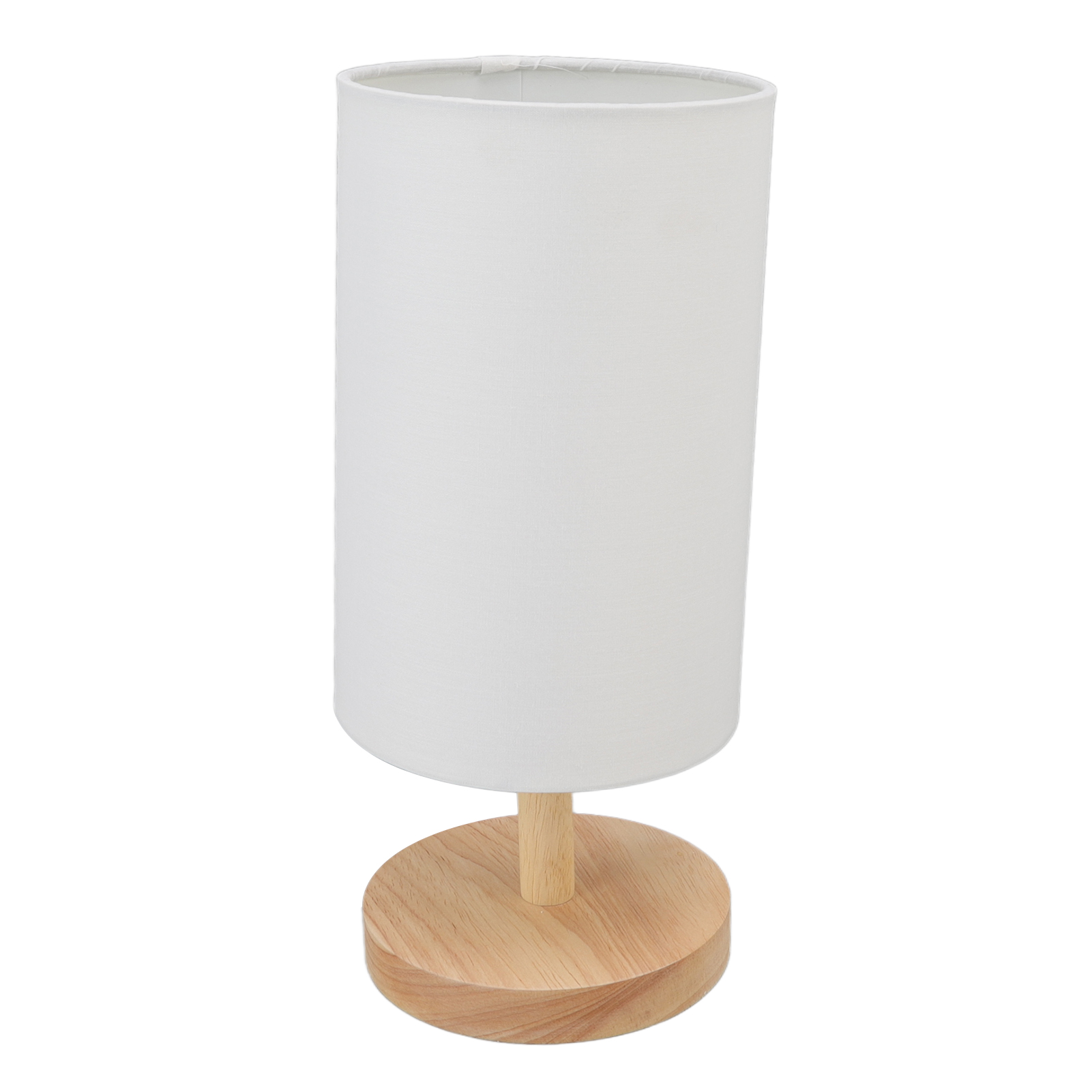 Nachttischlampe Aus Holz Und Weißem Stoff, Elegantes Skandinavisches Design, Höhe 28 Cm, E27-fassung, Warmes Licht Fürs Schlafzimmer