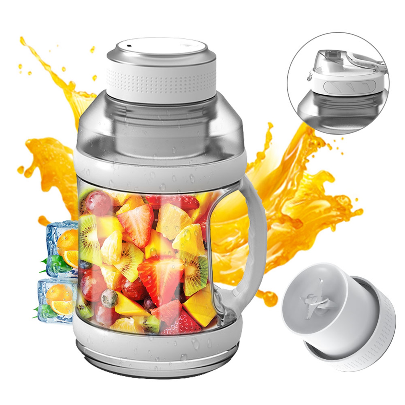 Tragbarer, Kabelloser 2-liter-standmixer, Usb-c-anschluss, 18.000 U/min, Bpa-frei, Für Smoothies Und Säfte, Wiederaufladbar