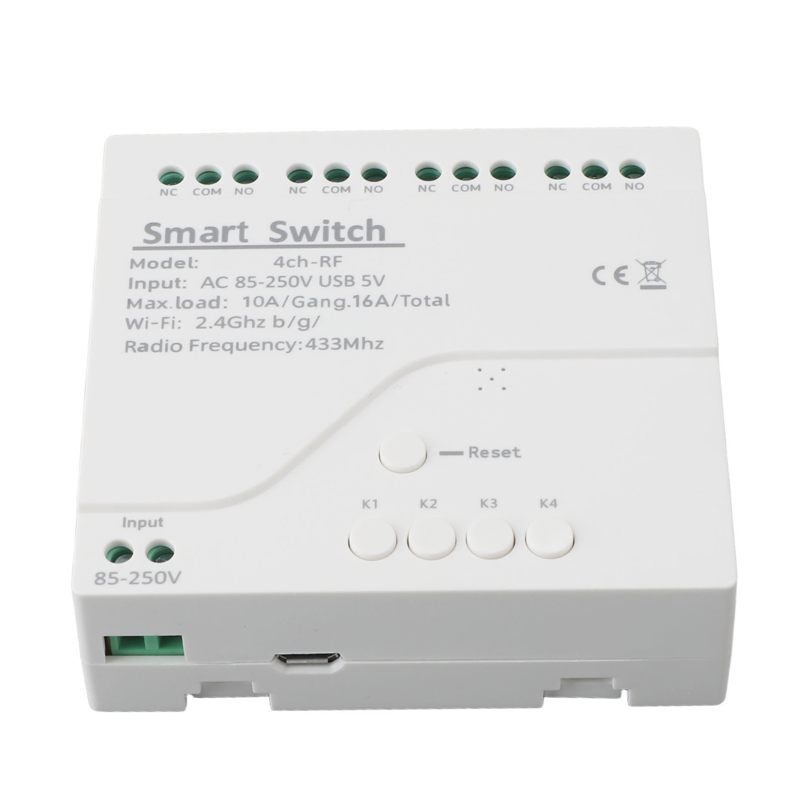 4-kanal-funkfernbedienungsmodul (3500 W), Intelligenter Schalter Mit Timer Und Türverriegelung, 85–250 V, Wlan 2,4 Ghz