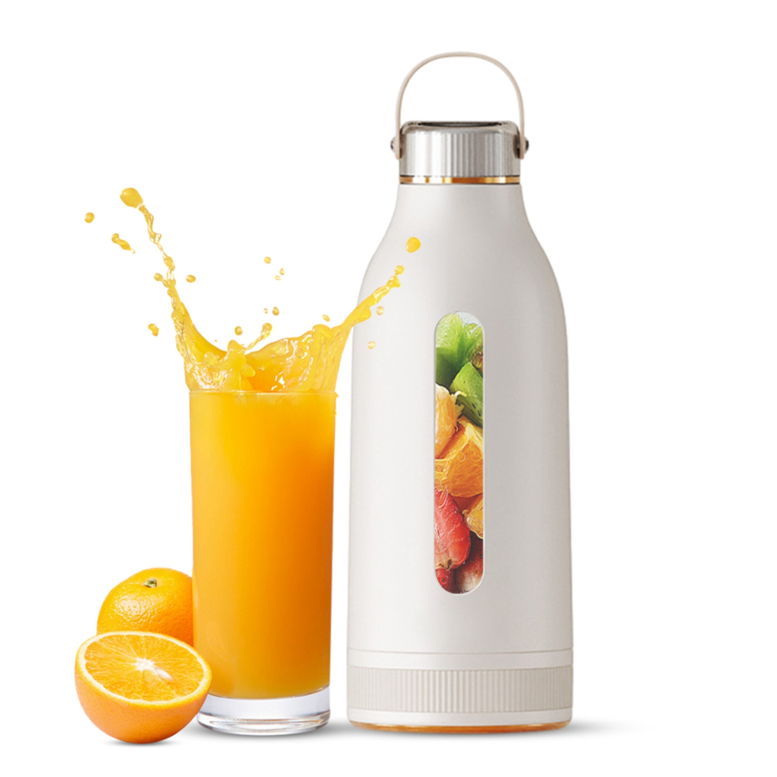 80-w-akku-standmixer Mit 400 Ml Fassungsvermögen, Usb-c-akku, 10 Edelstahlklingen Für Smoothies Und Eiscreme, Kompaktes Weißes Design