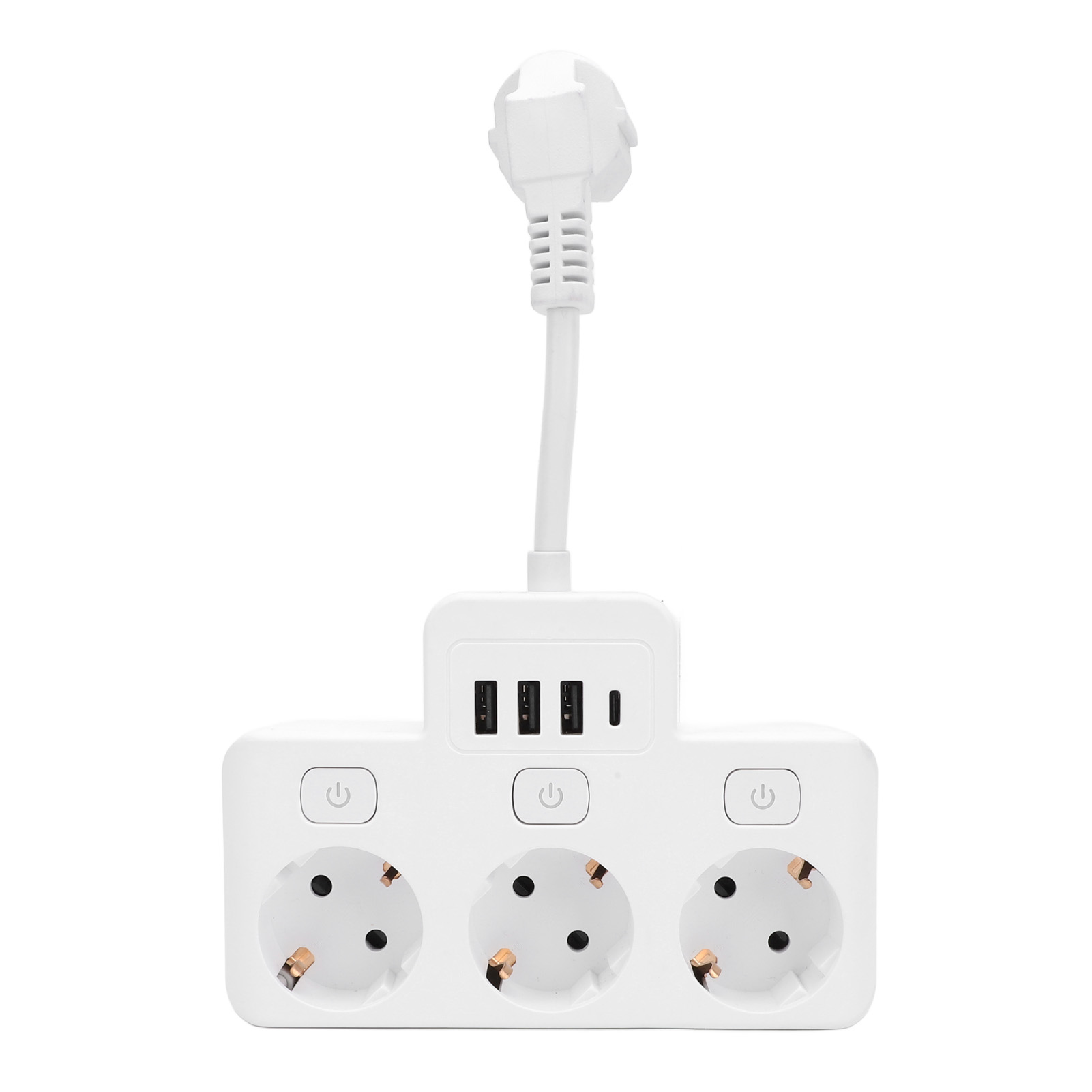 3-fach Steckdosenleiste Mit Einzelschalter, 3 Usb-anschlüsse + 1 Usb-c-anschluss, Überspannungsschutz, Flache Abdeckung, 220 V, Ultradünnes Design, Flammhemmendes Pc-material