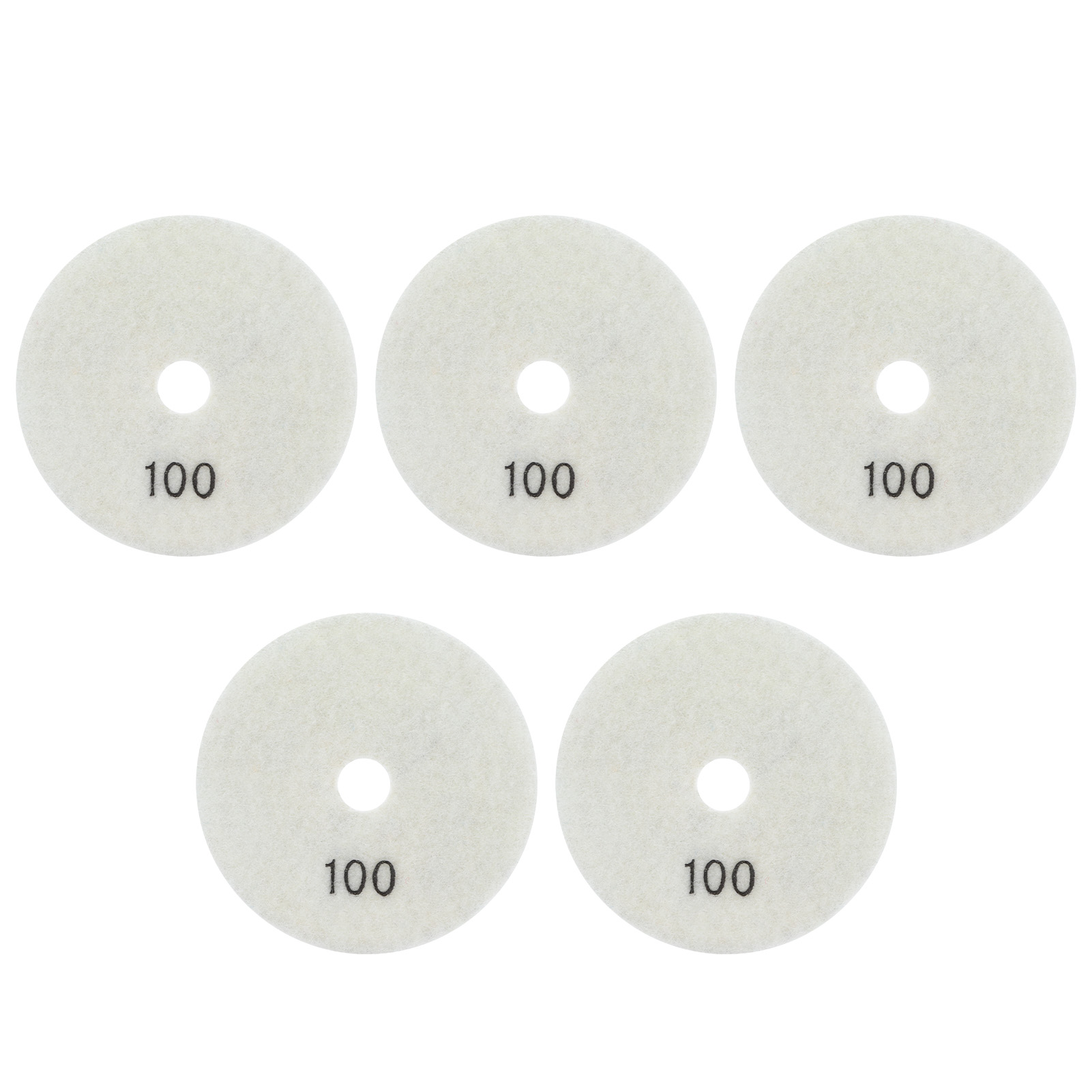 Set Mit 5 Diamant-nasspolierscheiben, 100 Mm, Körnung 100, Für Marmor, Granit, Keramik, 16 Mm Schaft, Flexibel, Für Harz