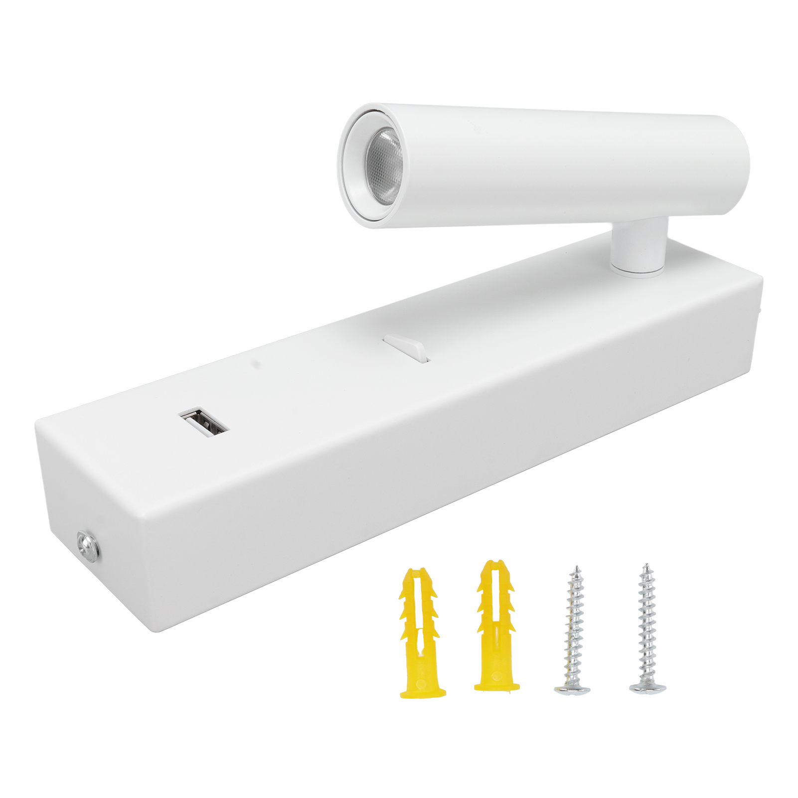Toivize Led-wandleuchte Aus Weißem Aluminium, 350° Verstellbar, Mit Integriertem Stecker Und 5v/2a Usb-anschluss Zum Lesen, Für Den Nachttisch Oder Fürs Büro