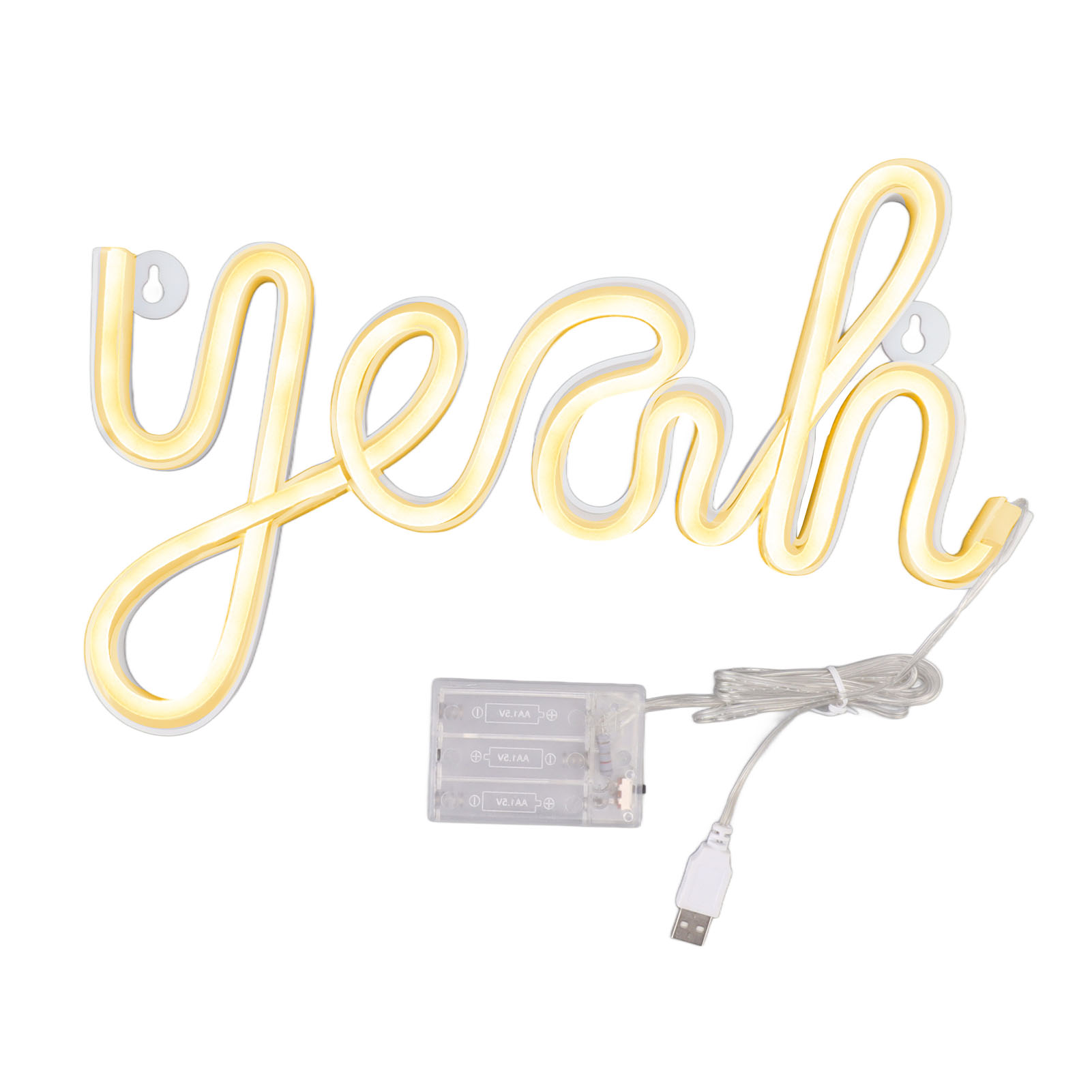 Toivize Yeah Neon Led Wanddekor-panel 34x18cm Pvc Abs Warmlicht Usb-batterien