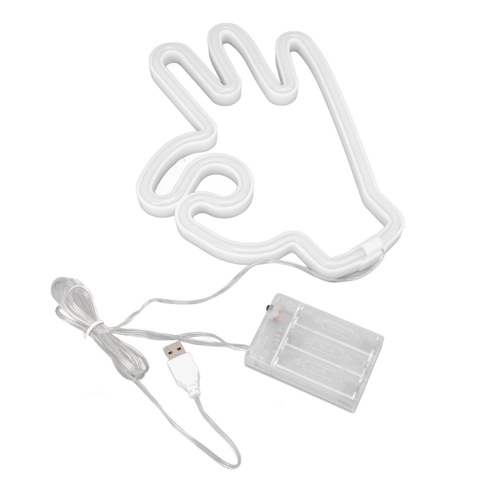 Ok-hand-neon-led-schild – Bruchsicheres Pvc, 18,5 X 25,5 Cm – Usb-/batteriebetriebene Wanddekoration