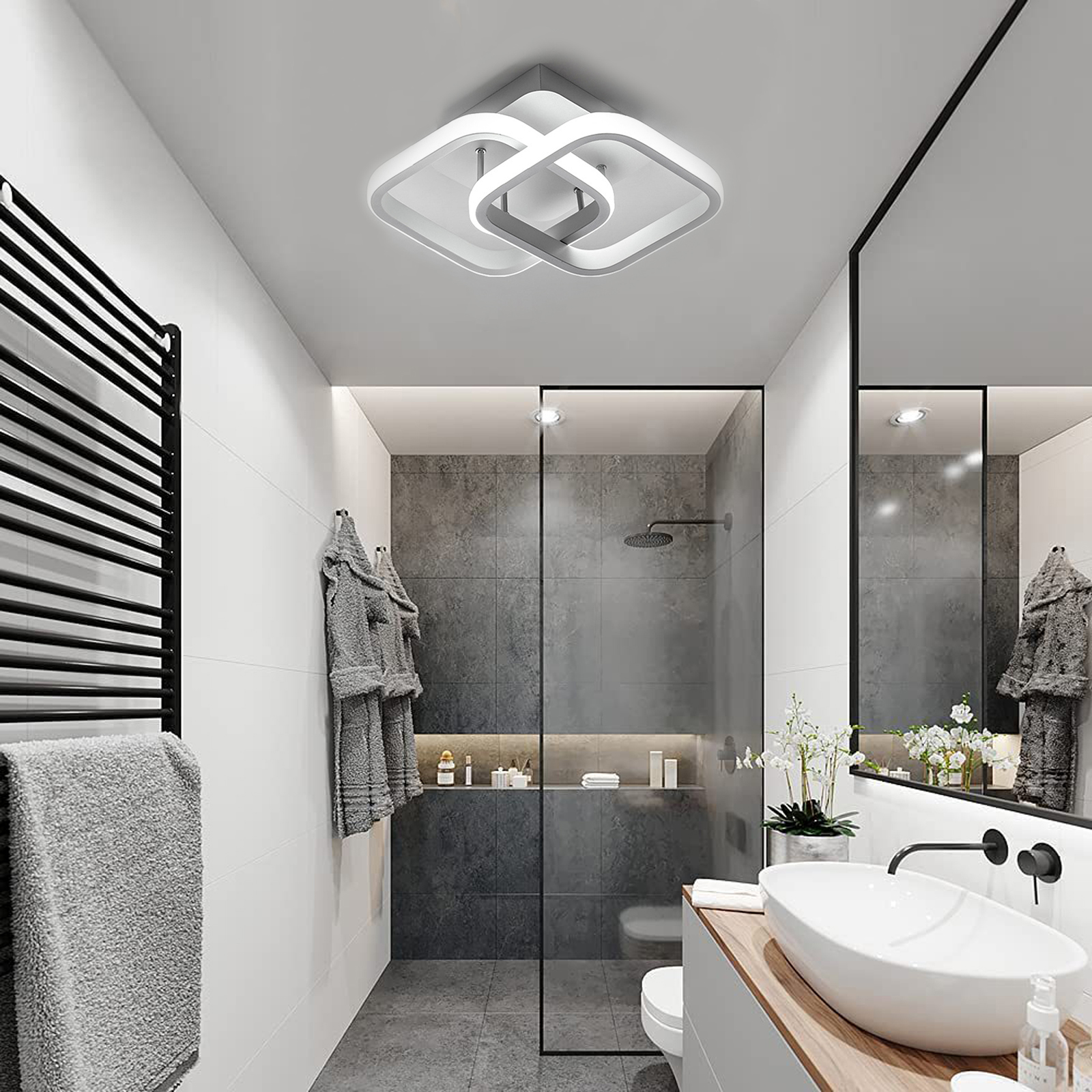 Minimalistische, Quadratische Led-deckenleuchte Im Nordischen Stil, 24 X 19 Cm, 3 Einstellbare Farben, Elegantes Design, Blendfrei, Ideal Für Flur Und Schlafzimmer