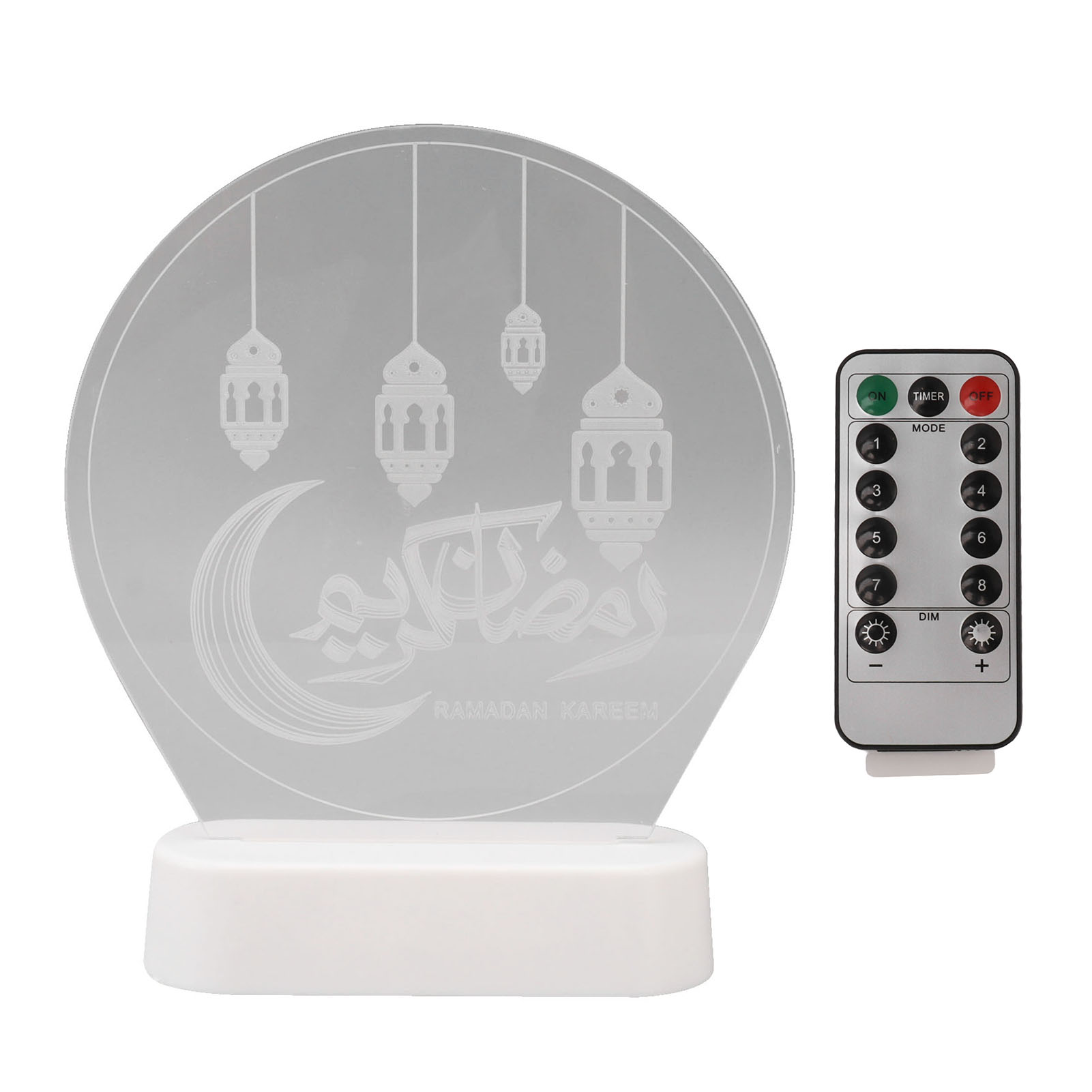 3d-acryl-tischleuchte Mit Rgb-leds, Fernbedienung, Dekoratives Nachtlicht Für Eid Mubarak, 19,5 Cm Monddesign