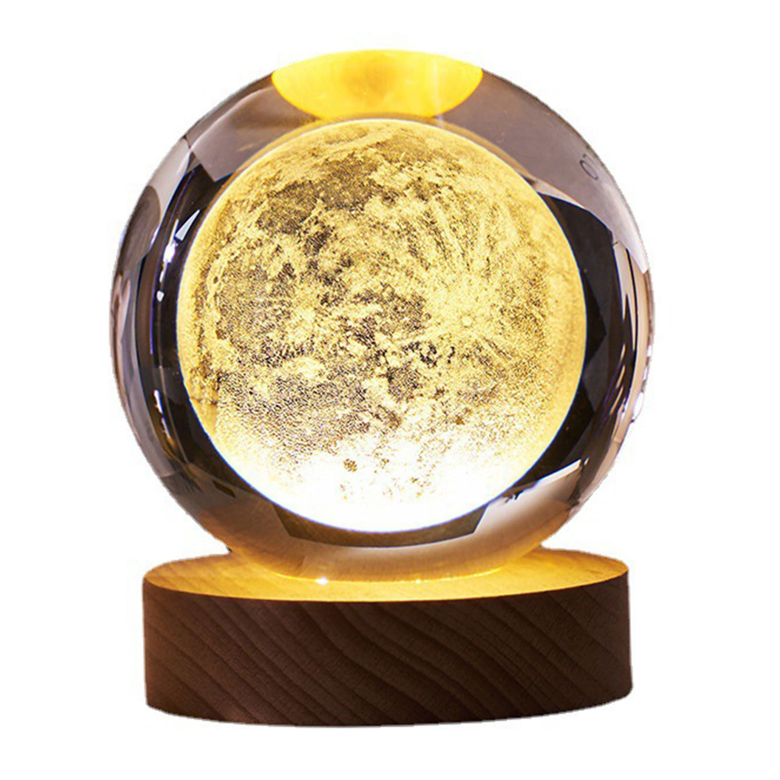 3d-kristall-nachtlicht, 8 Cm, Sockel Aus Buchenholz, Usb-led-beleuchtung, Dekoration Für Büro/schlafzimmer, Sanftes Licht, Solargravur