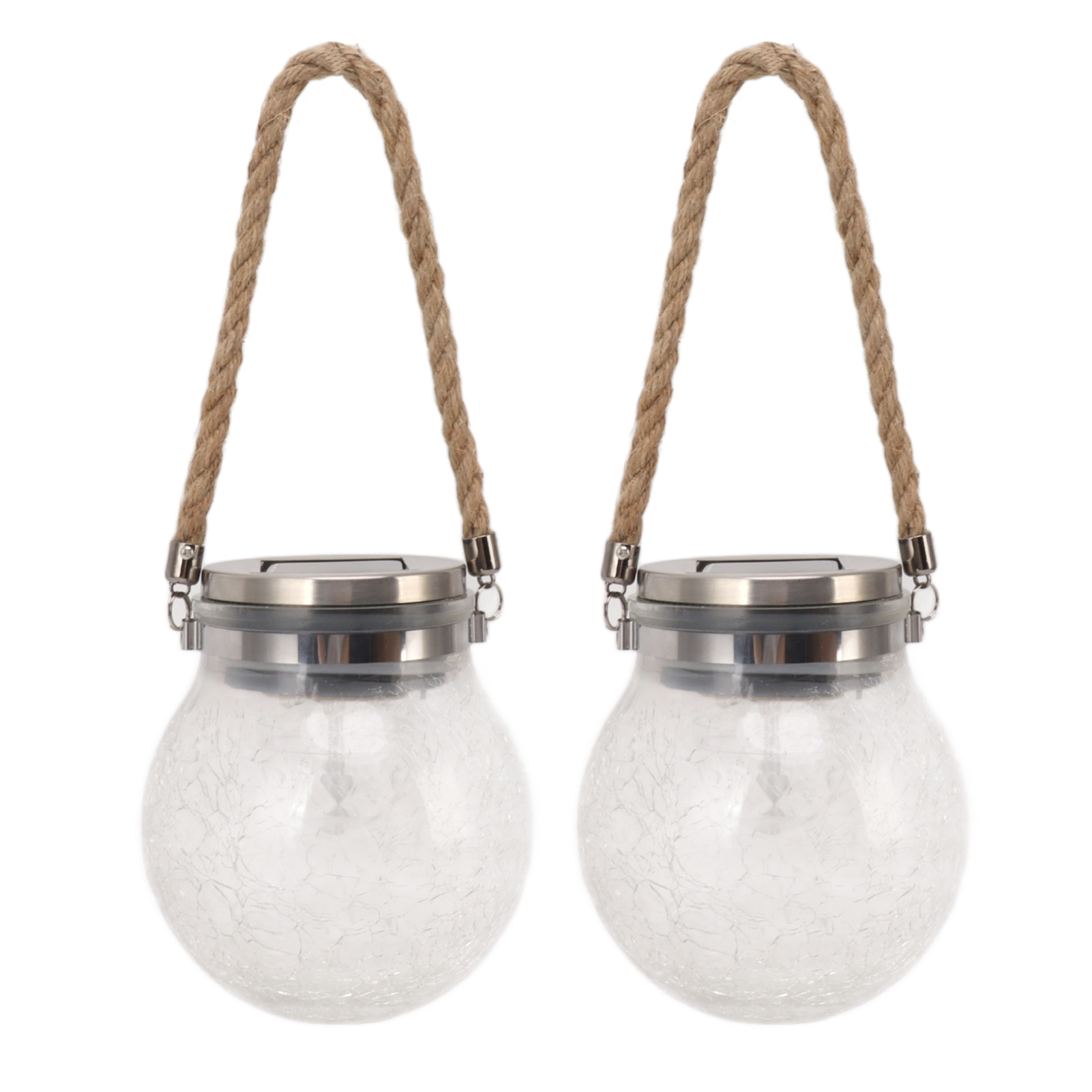Set Mit 2 Drehbaren Solarlaternen Aus Crackle-glas, Ip44 Wasserdicht, Warmweißes Led-licht, Für Garten Und Terrasse