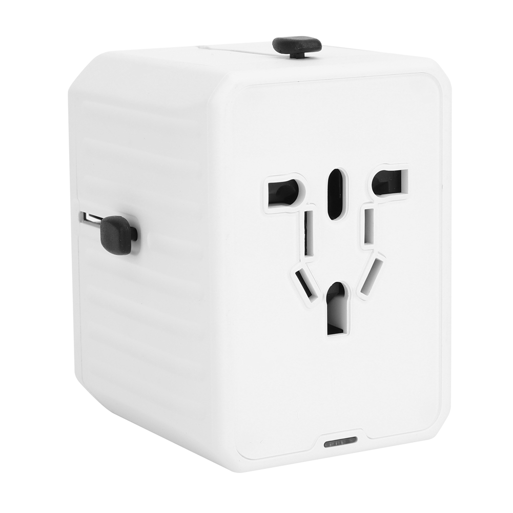 Universeller Reiseadapter Mit 4 Usb-anschlüssen, Schnellladefunktion, Weißes Abs/pc-gehäuse, 100–240 V, Kompakt Und Sicher Für Smartphones