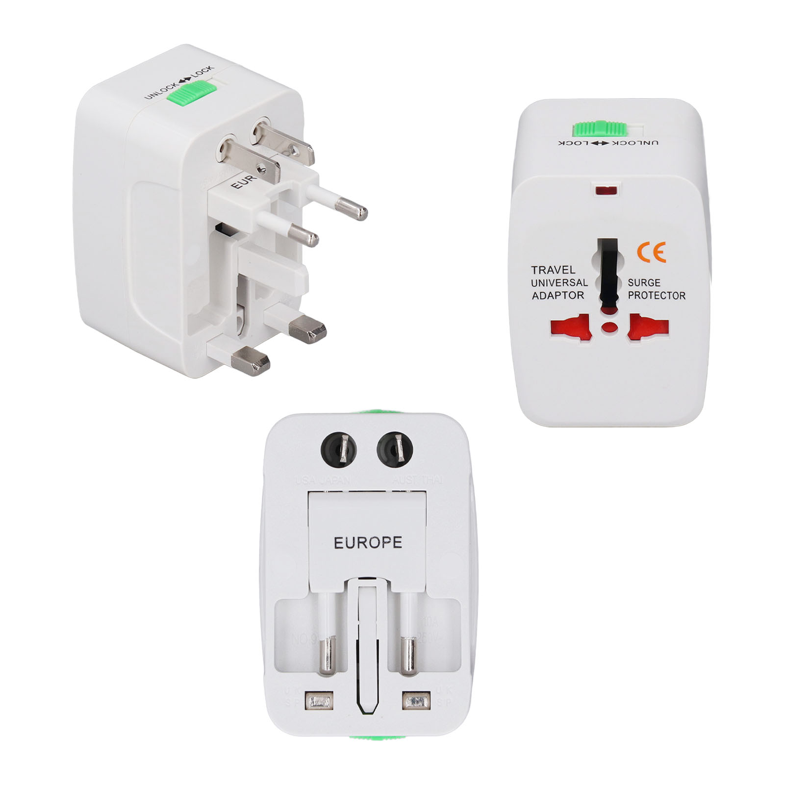 Universal-reiseadapter – 3er-pack Eu-stecker Typ E/f – Kompatibel Mit 110–240 V – Robustes Abs-gehäuse Mit Tragetasche