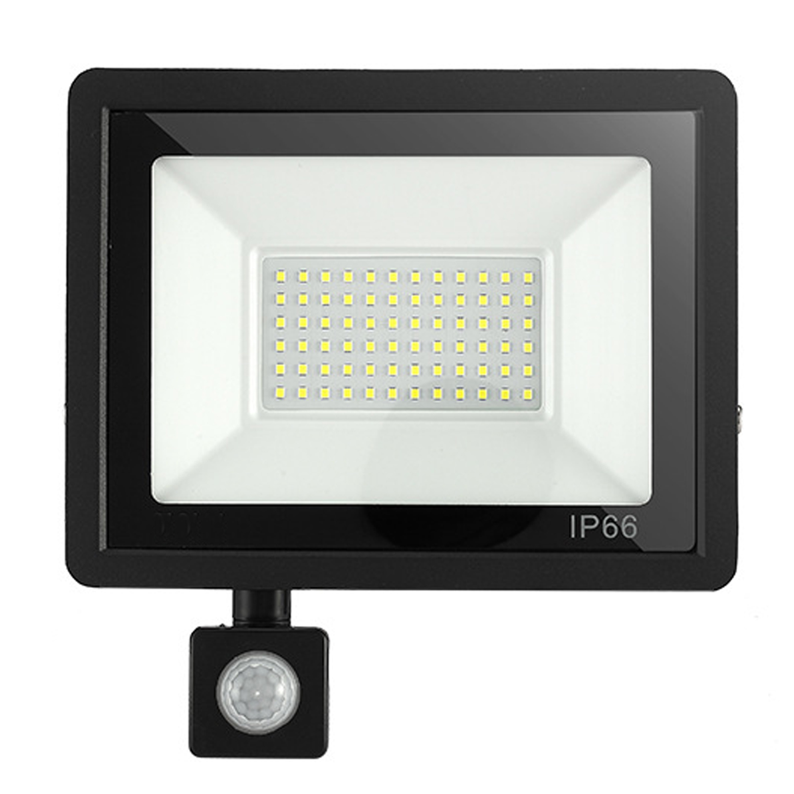 50-w-led-flutlicht Mit Bewegungsmelder, Schutzart Ip66, Kaltweiß (6500 K), Aluminium, Gehärtetes Glas, Außenbeleuchtung Für Garten Und Terrasse