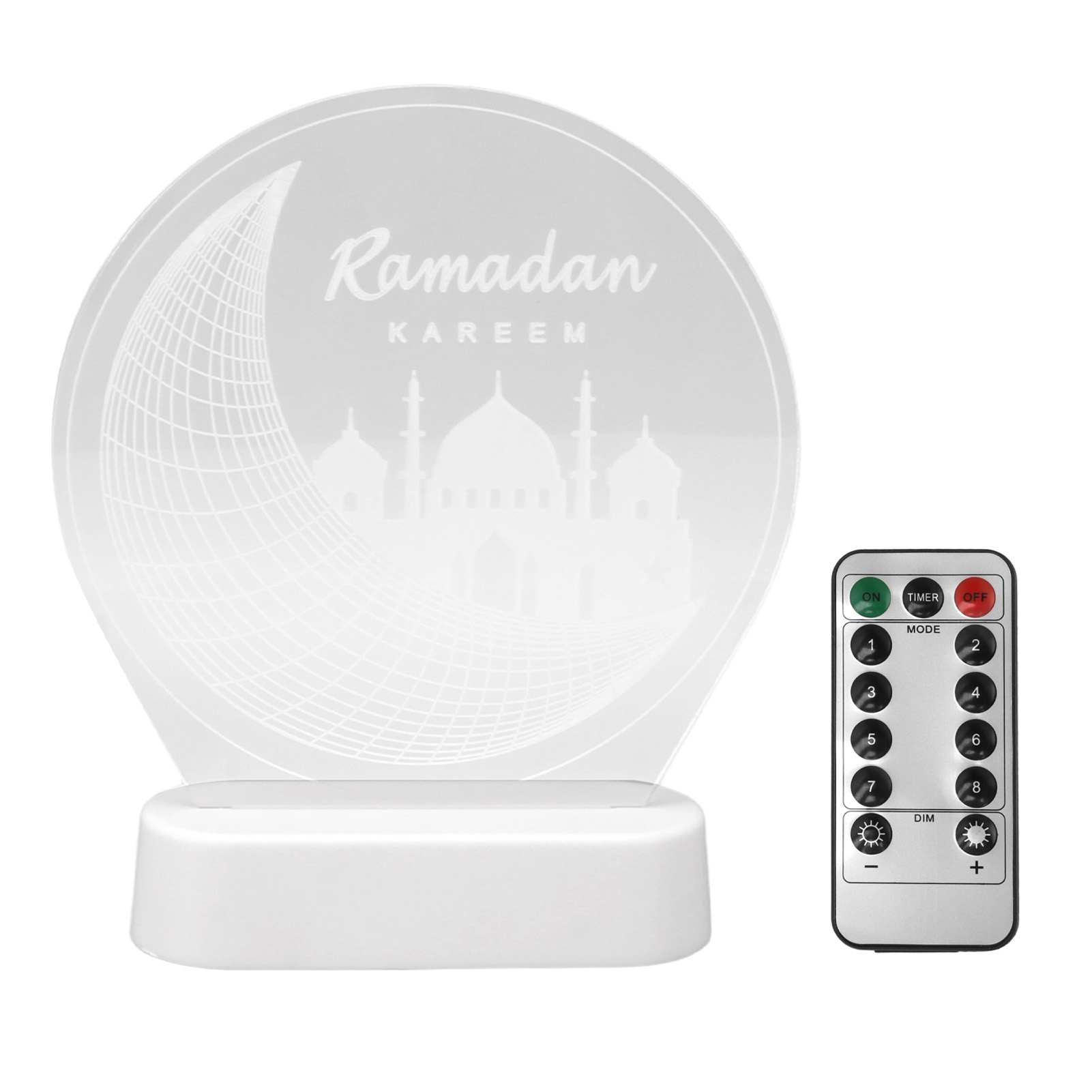 3d-led-nachtlicht Ramadan Mubarak Ortvai Rgb Acryl Fernbedienung Eid Dekoration 19,5 Cm