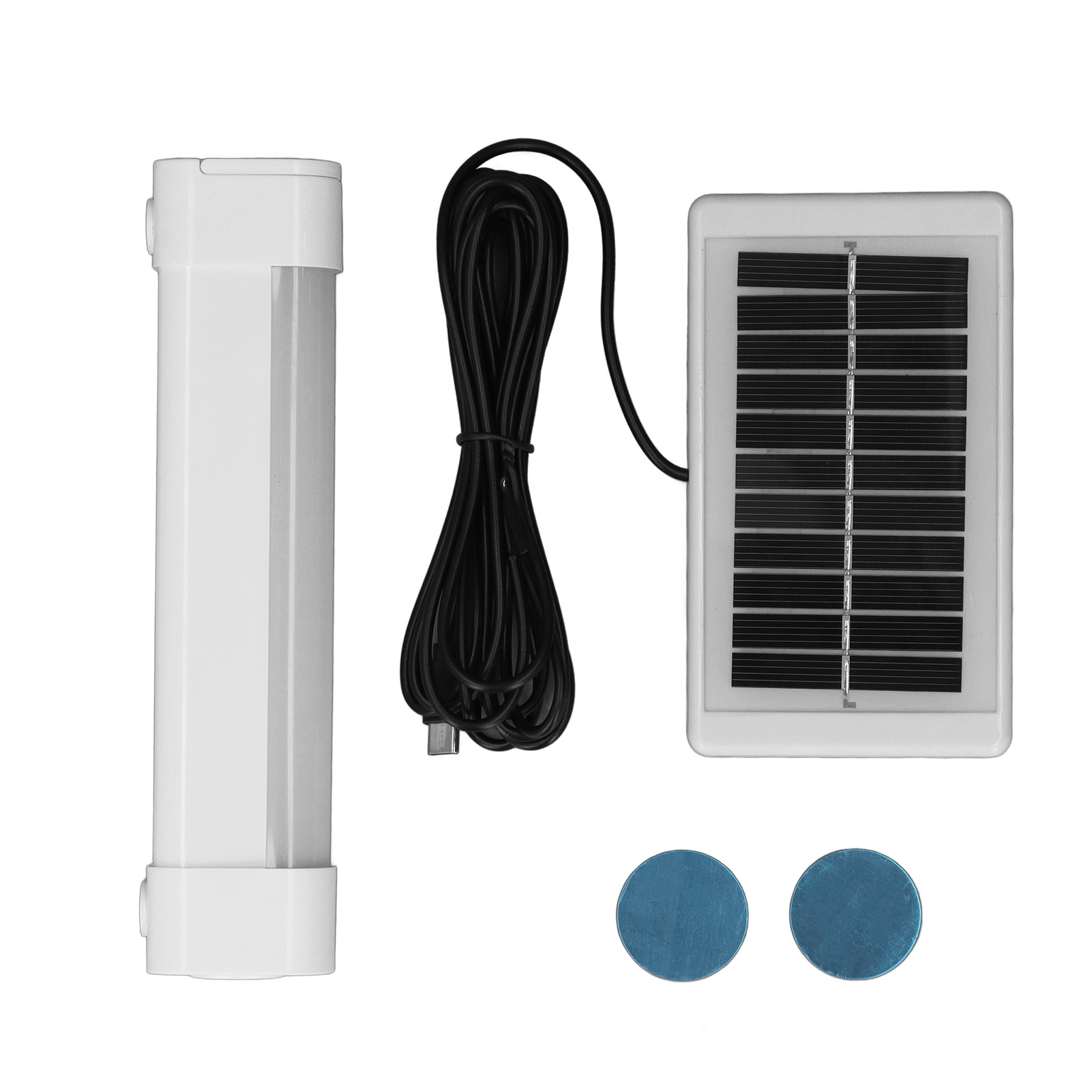 Wiederaufladbare, Wasserdichte 185-mm-led-solarröhre Aus Abs Mit Usb-c-anschluss Und 1200-mah-akku Für Camping Und Notfälle (inkl. Solarpanel)