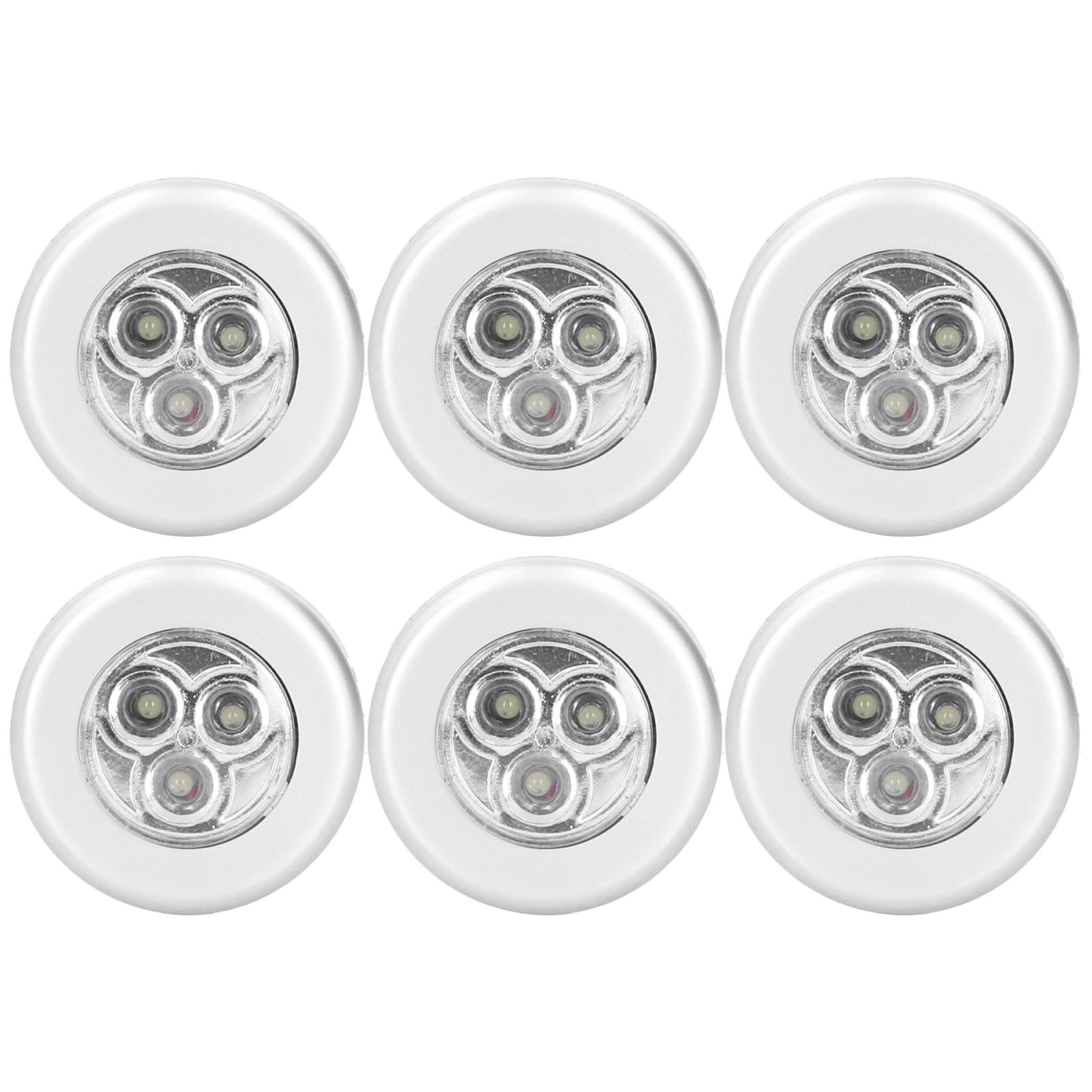 Set Mit 6 Berührungsempfindlichen Led-möbelleuchten, Integrierten Hydraulikscharnieren, Hellweißem Licht, Batterielos, Robustem Abs-kunststoff, 7 X 7 Cm
