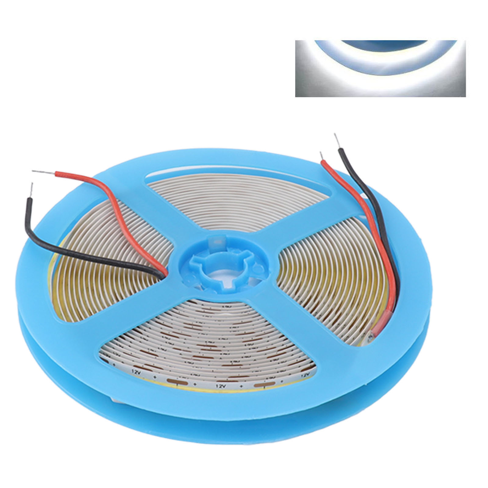 Toivize 12v 5m Flexibler, Selbstklebender Cob-led-streifen, Cri90, 6000k, 110lm/m, Gleichmäßige Ausleuchtung, Keine Dunklen Flecken, Für Den Innen- Und Außenbereich