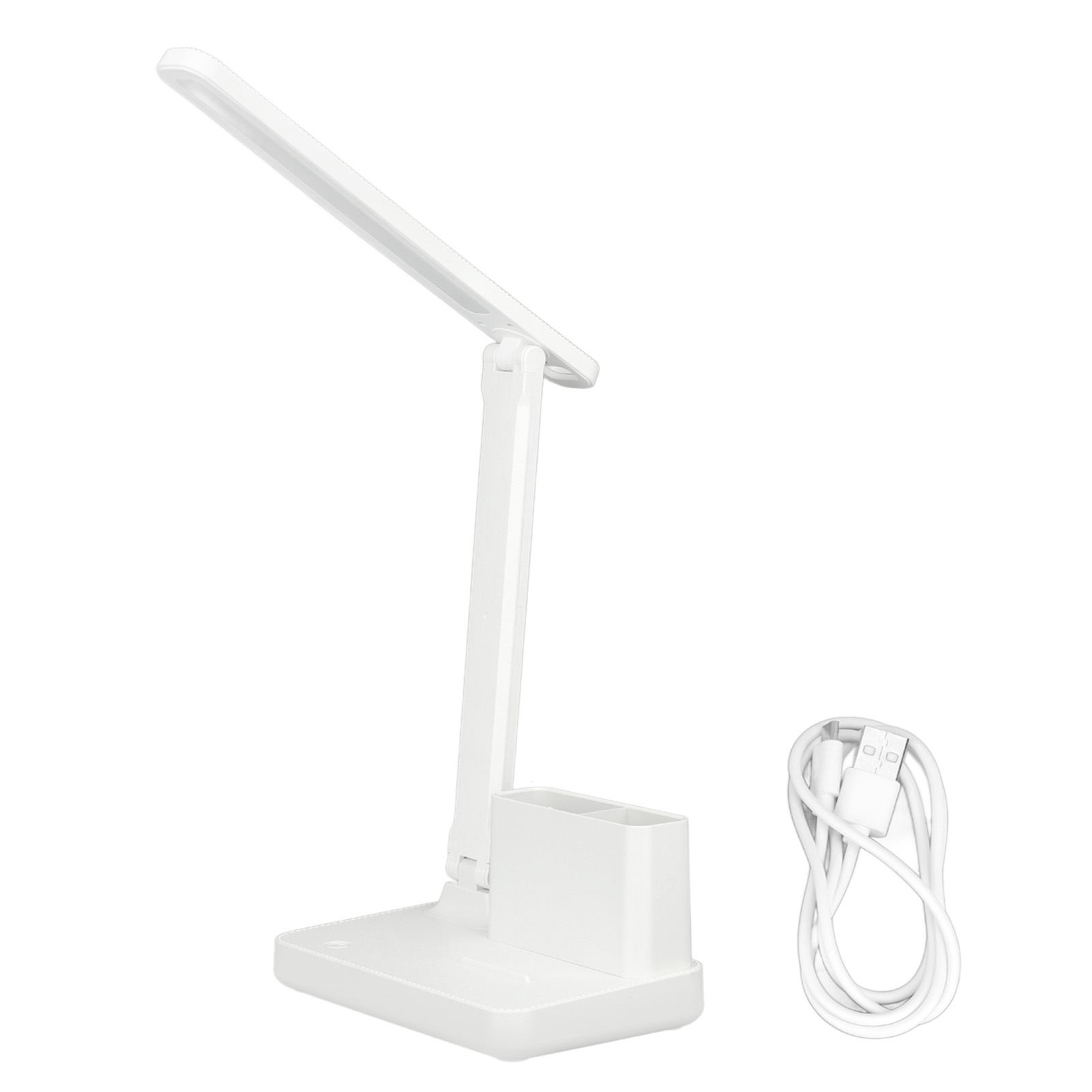 Wiederaufladbare Taktische Led-schreibtischlampe Mit 90° Schwenkbarem Arm Und 180° Drehbarem Lampenkopf, Integriertem Stifthalter, Weißem Abs-gehäuse, 3600 Mah