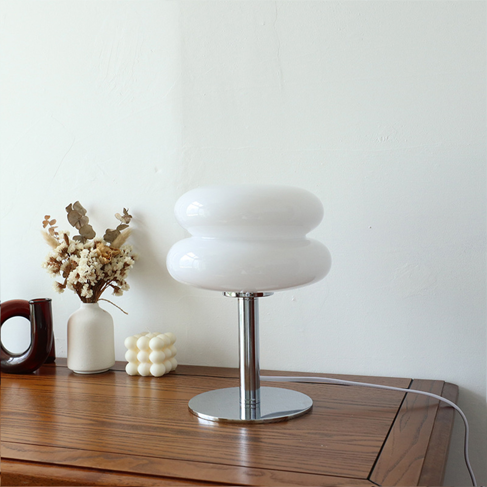 Weiße, Kuchenförmige Schreibtischlampe Von Toivize, Minimalistisches Design Aus Glas Und Metall, Sanftes, Flimmerfreies Licht, Usb-stromversorgung