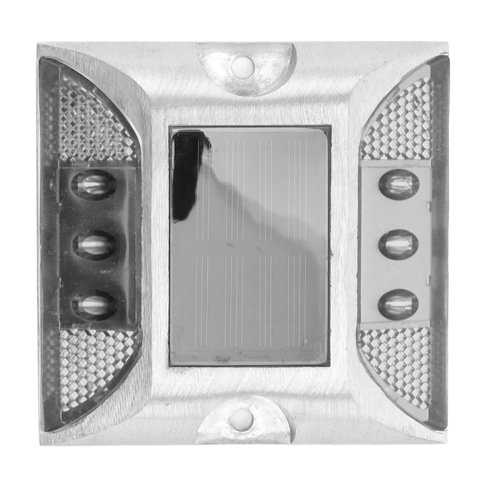 Toivize Doppelseitige Led-solar-pollerleuchte, Weißes Aluminiumguss, Ip68 Wasserdicht, 6 Leds, Autark Für Einfahrten